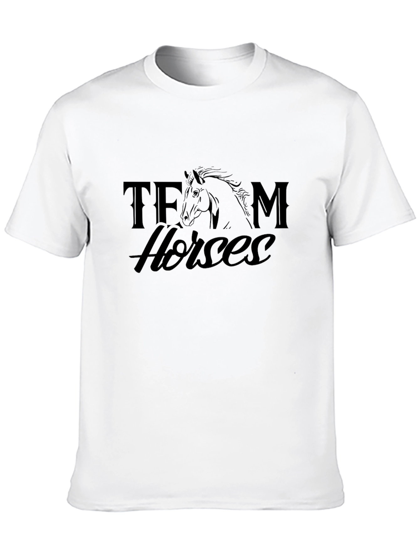 Team Horses Graphic Tee - Black Cotton T-Shirt