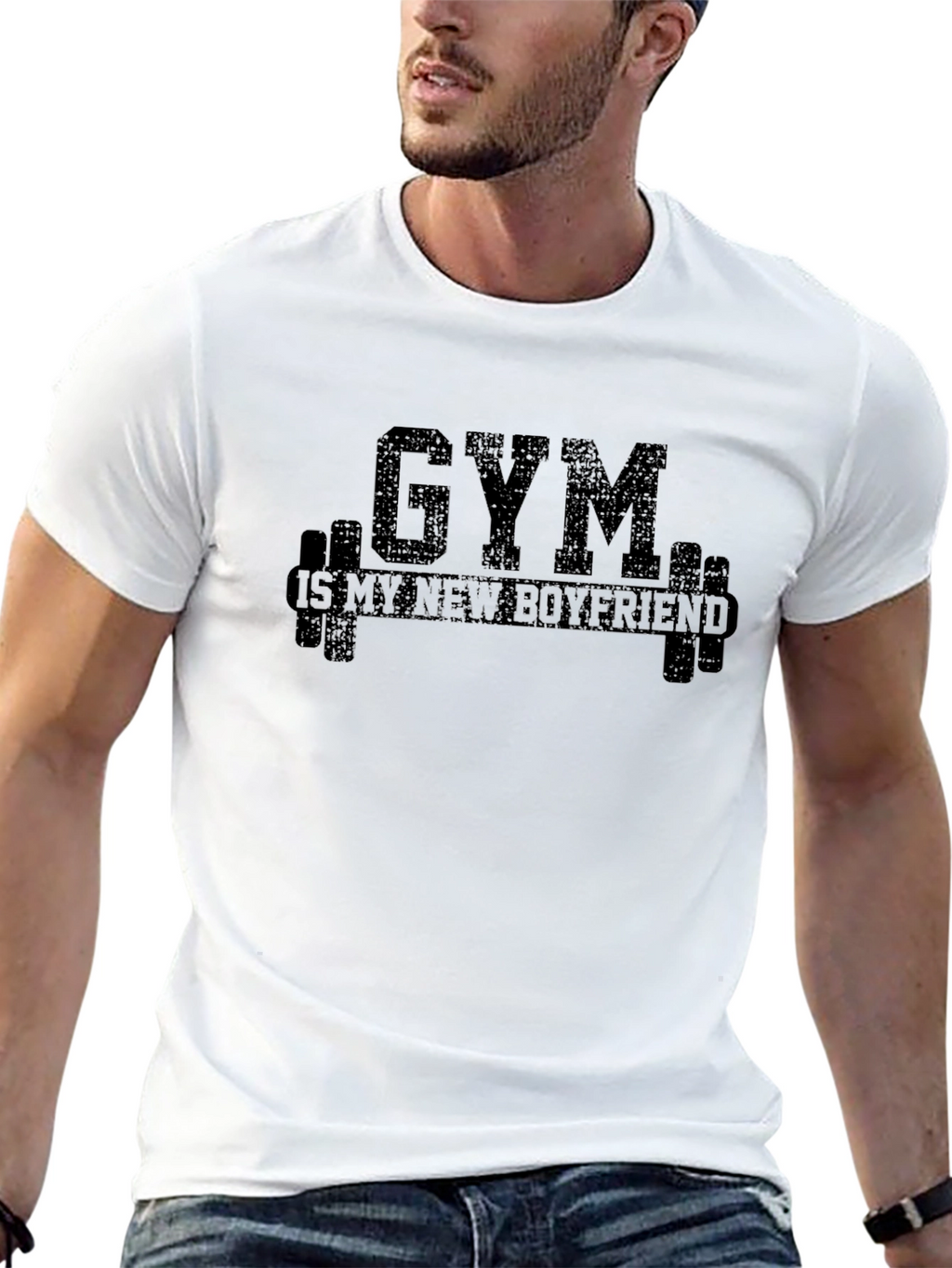 Gym is My New Boyfriend Black Graphic Tee