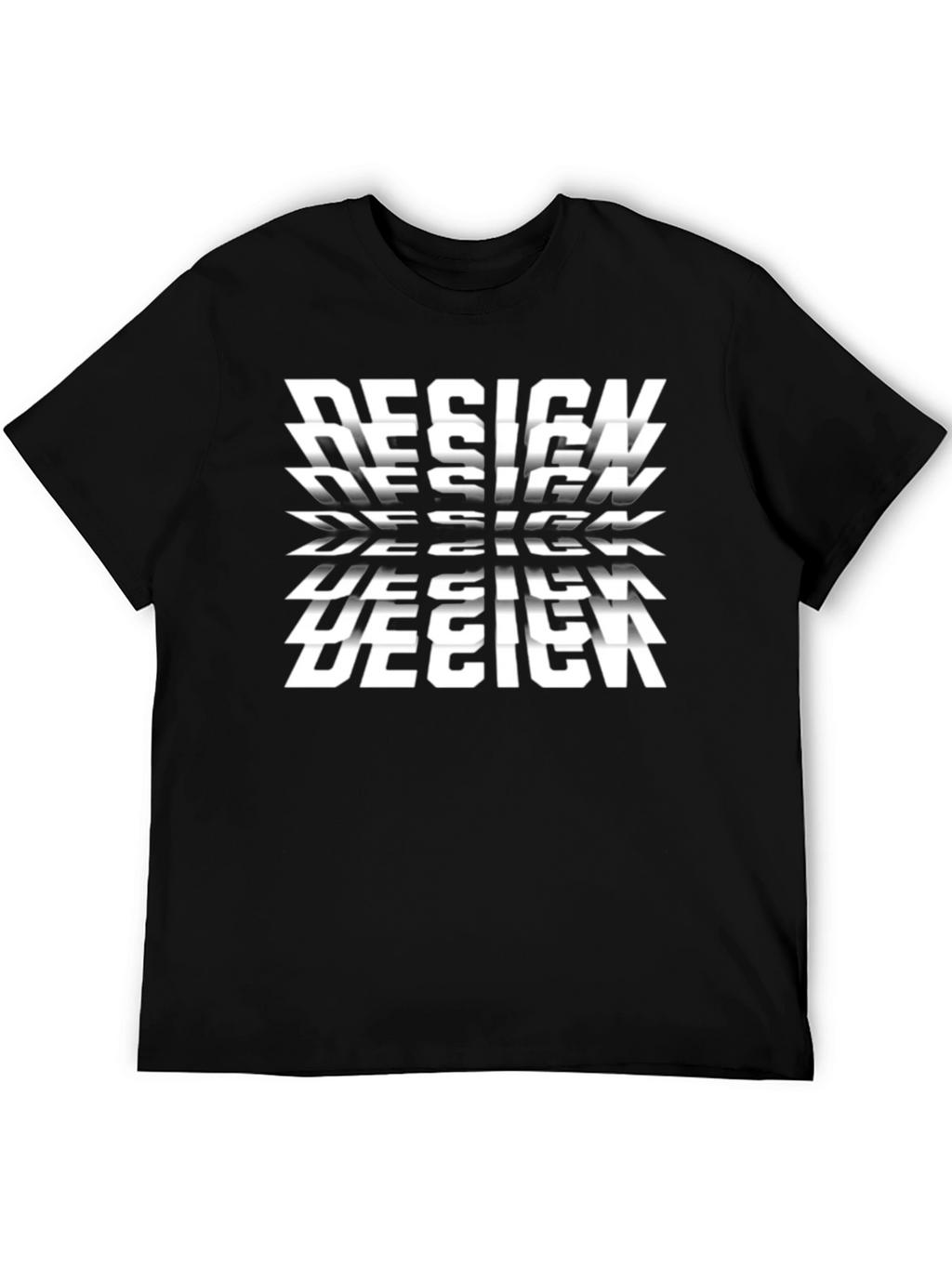Black T-Shirt with Repeating Design Graphic