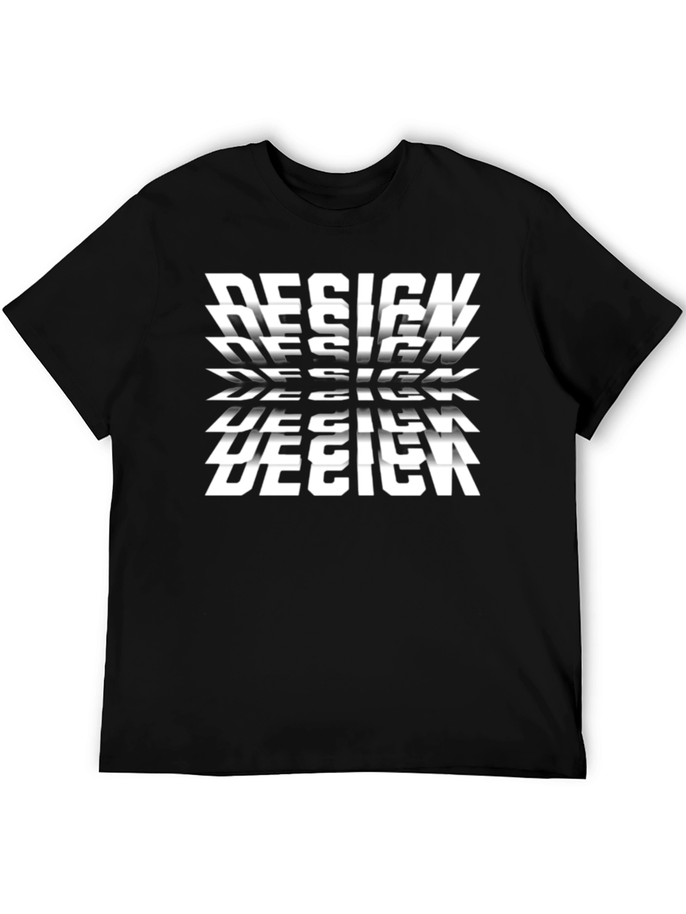 Black T-Shirt with Repeating Design Graphic