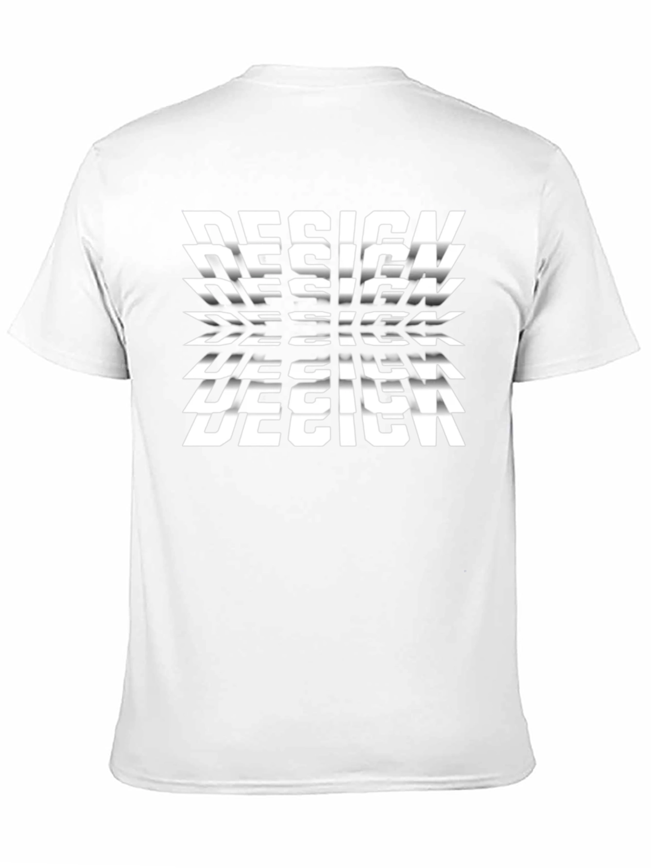 Black T-Shirt with Repeating Design Graphic