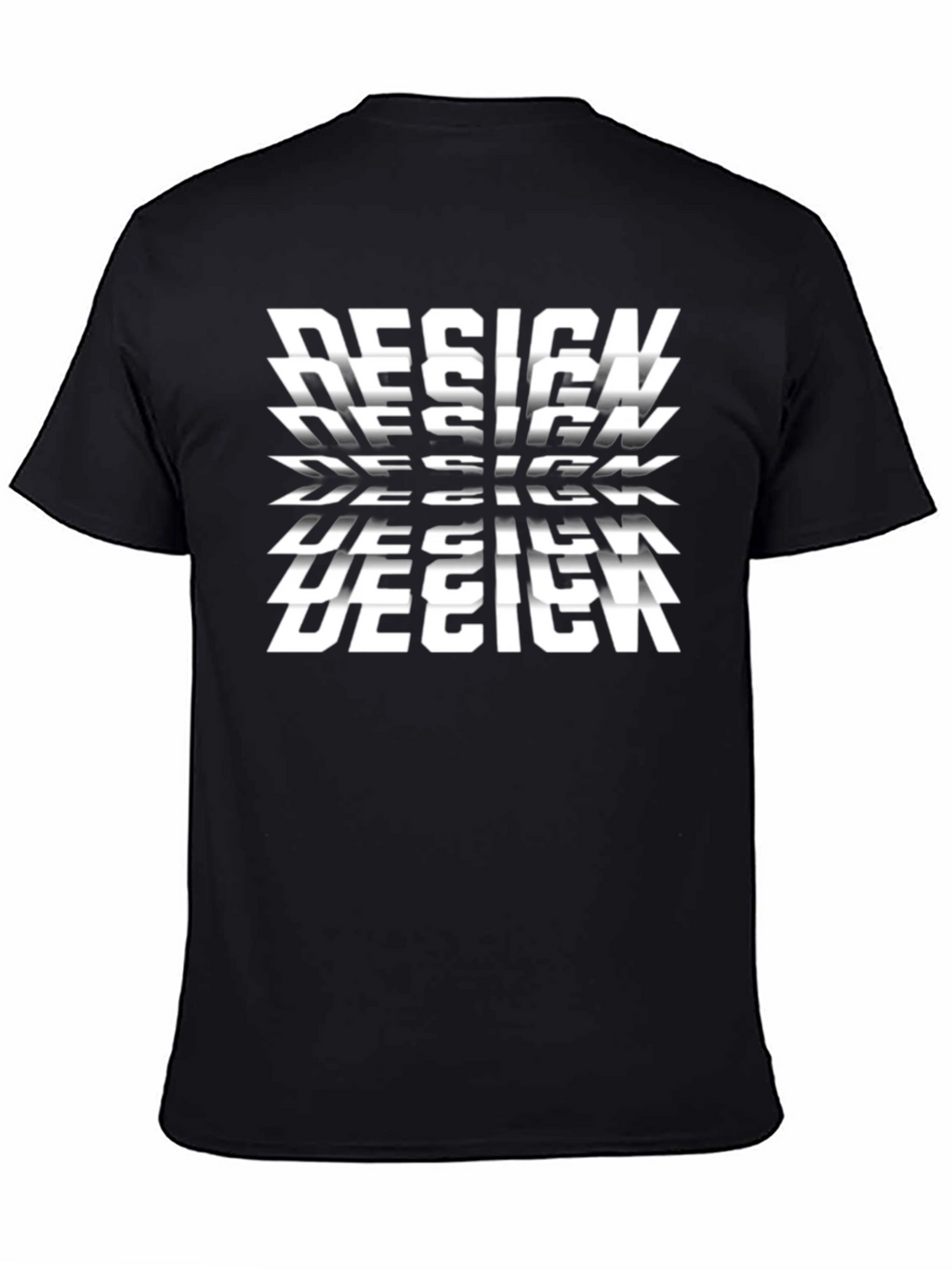 Black T-Shirt with Repeating Design Graphic