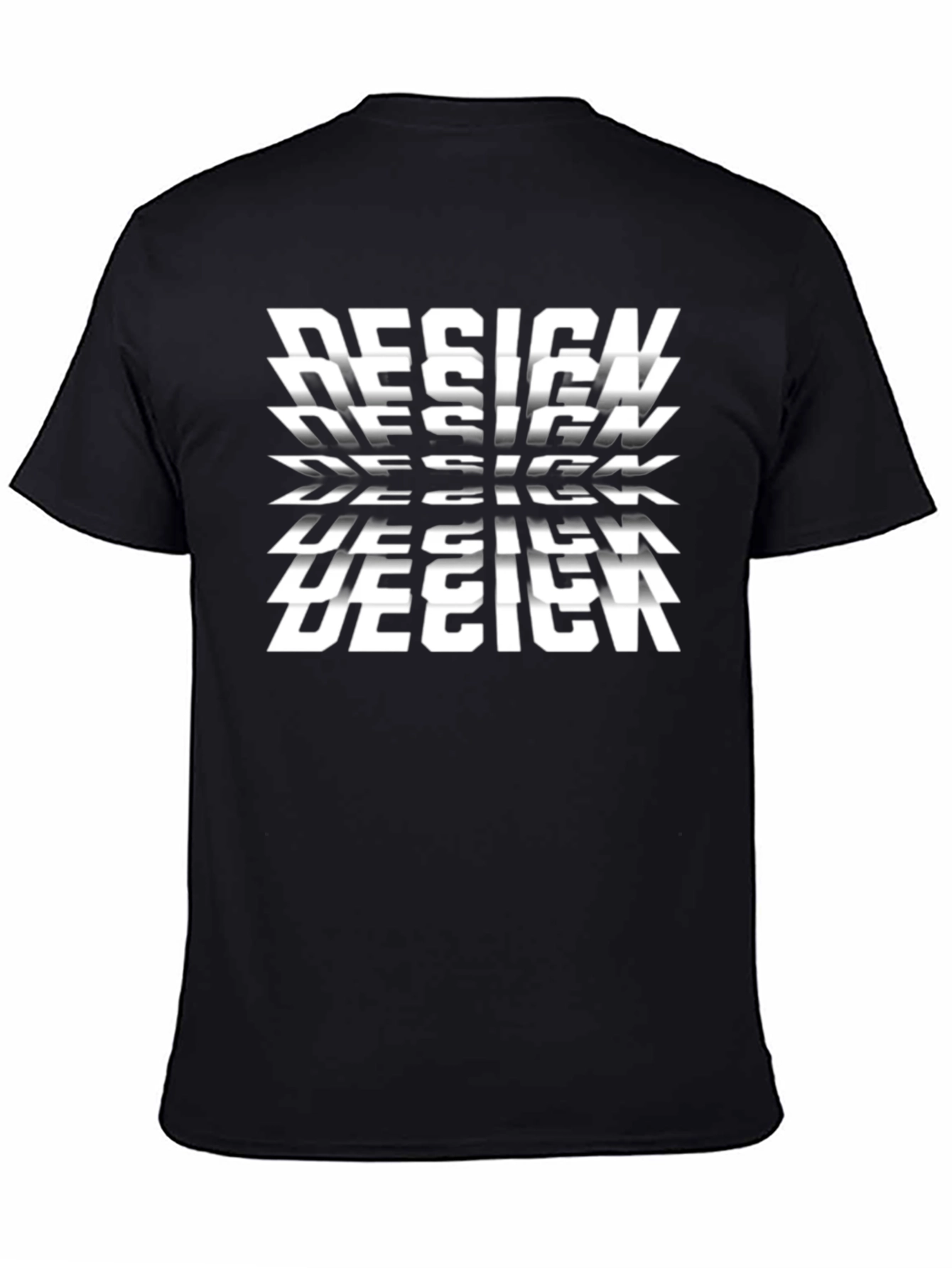 Black T-Shirt with Repeating Design Graphic