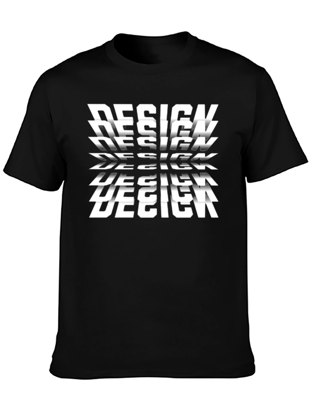 Black T-Shirt with Repeating Design Graphic