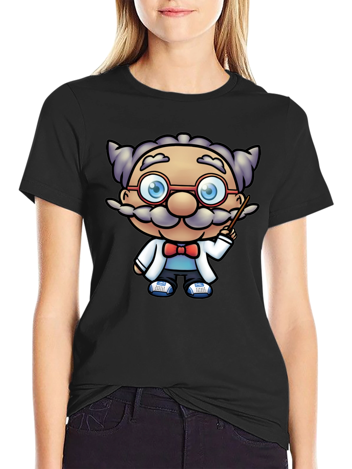 Scientist Cartoon Graphic Tee - Black T-Shirt