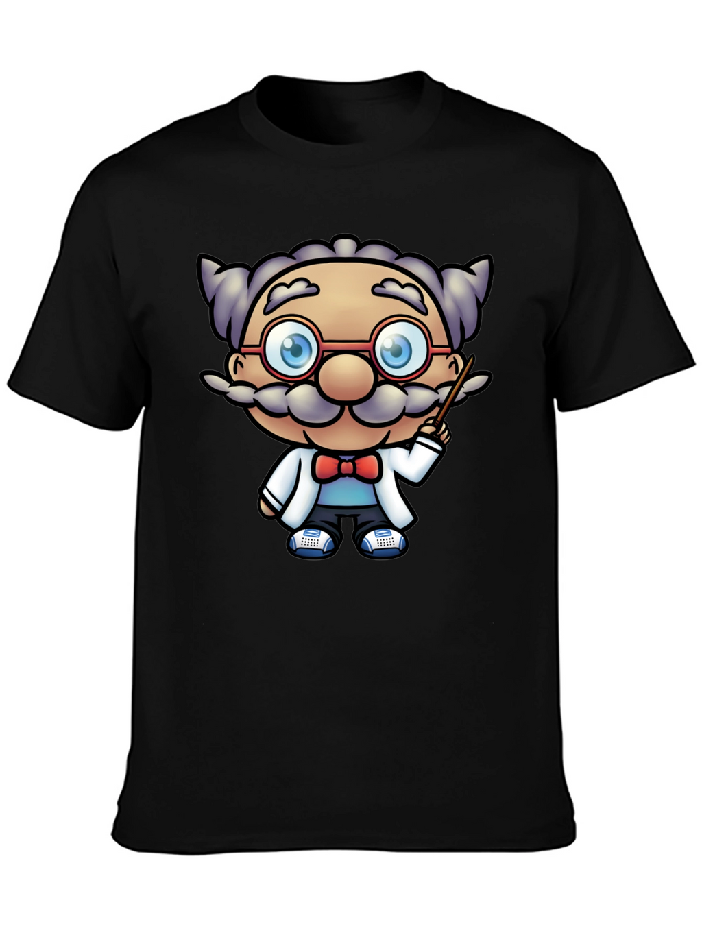Scientist Cartoon Graphic Tee - Black T-Shirt