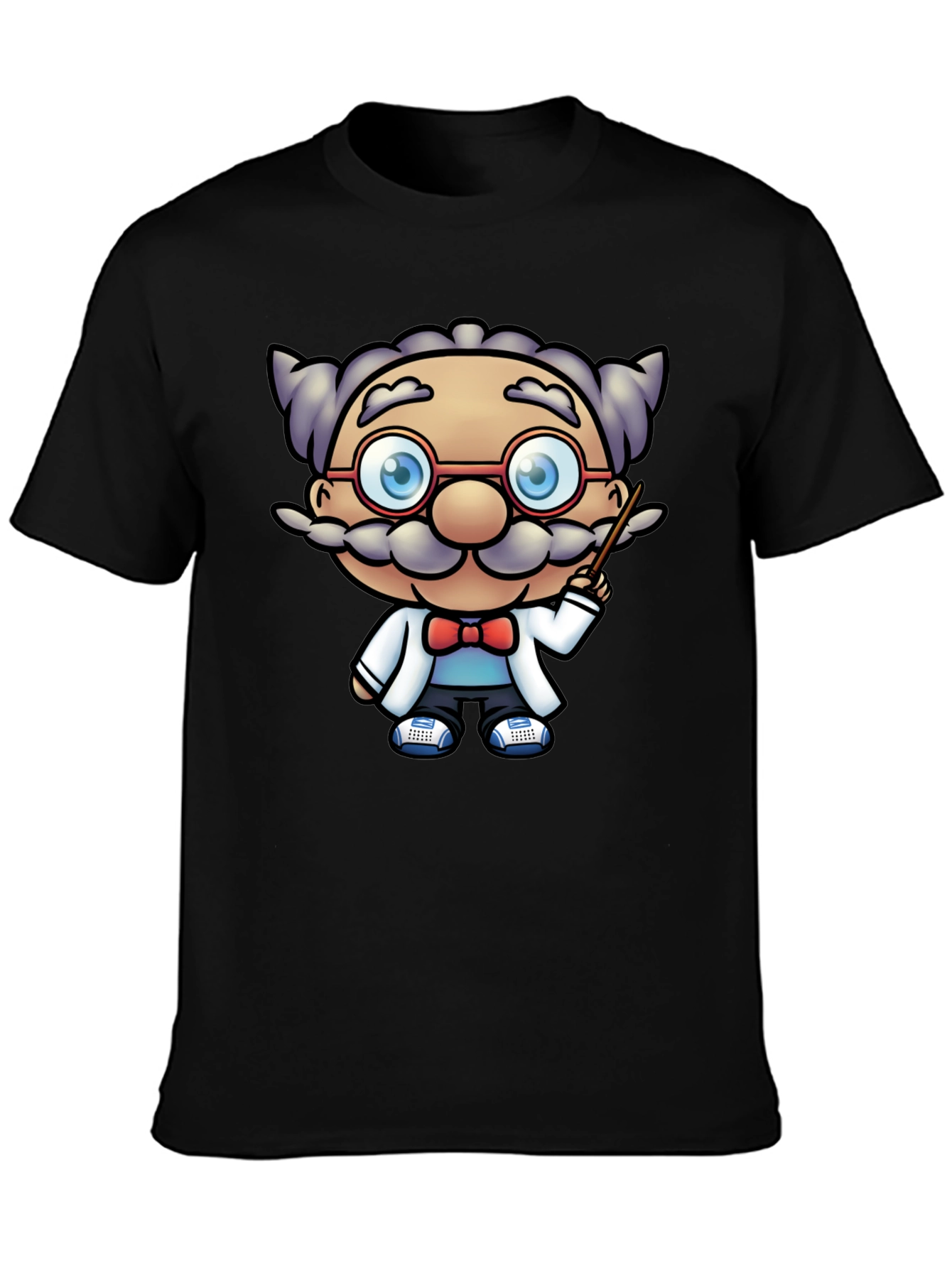 Scientist Cartoon Graphic Tee - Black T-Shirt