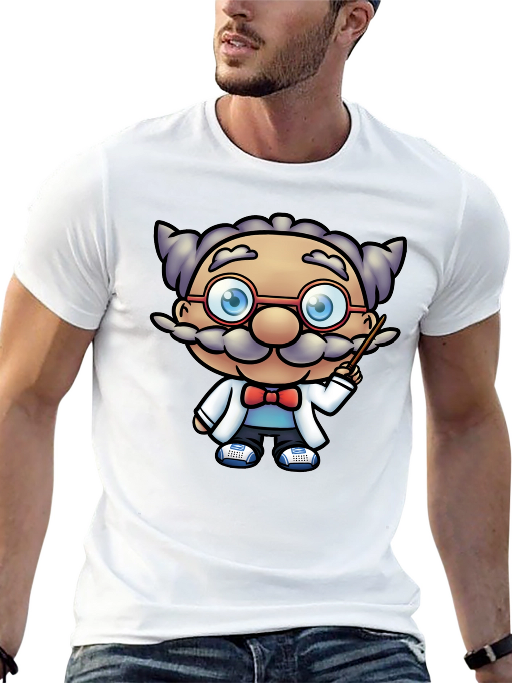 Scientist Cartoon Graphic Tee - Black T-Shirt