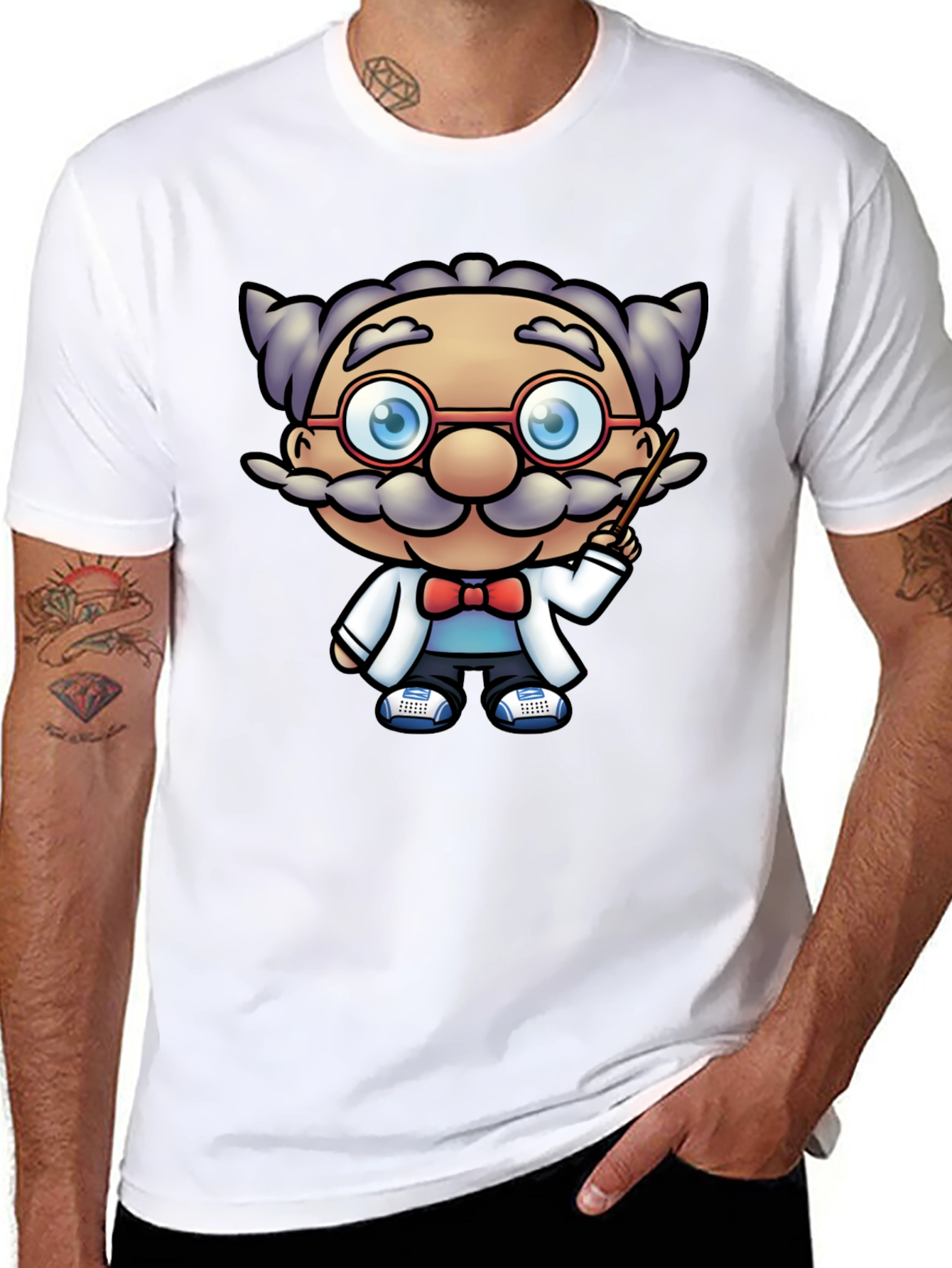 Scientist Cartoon Graphic Tee - Black T-Shirt