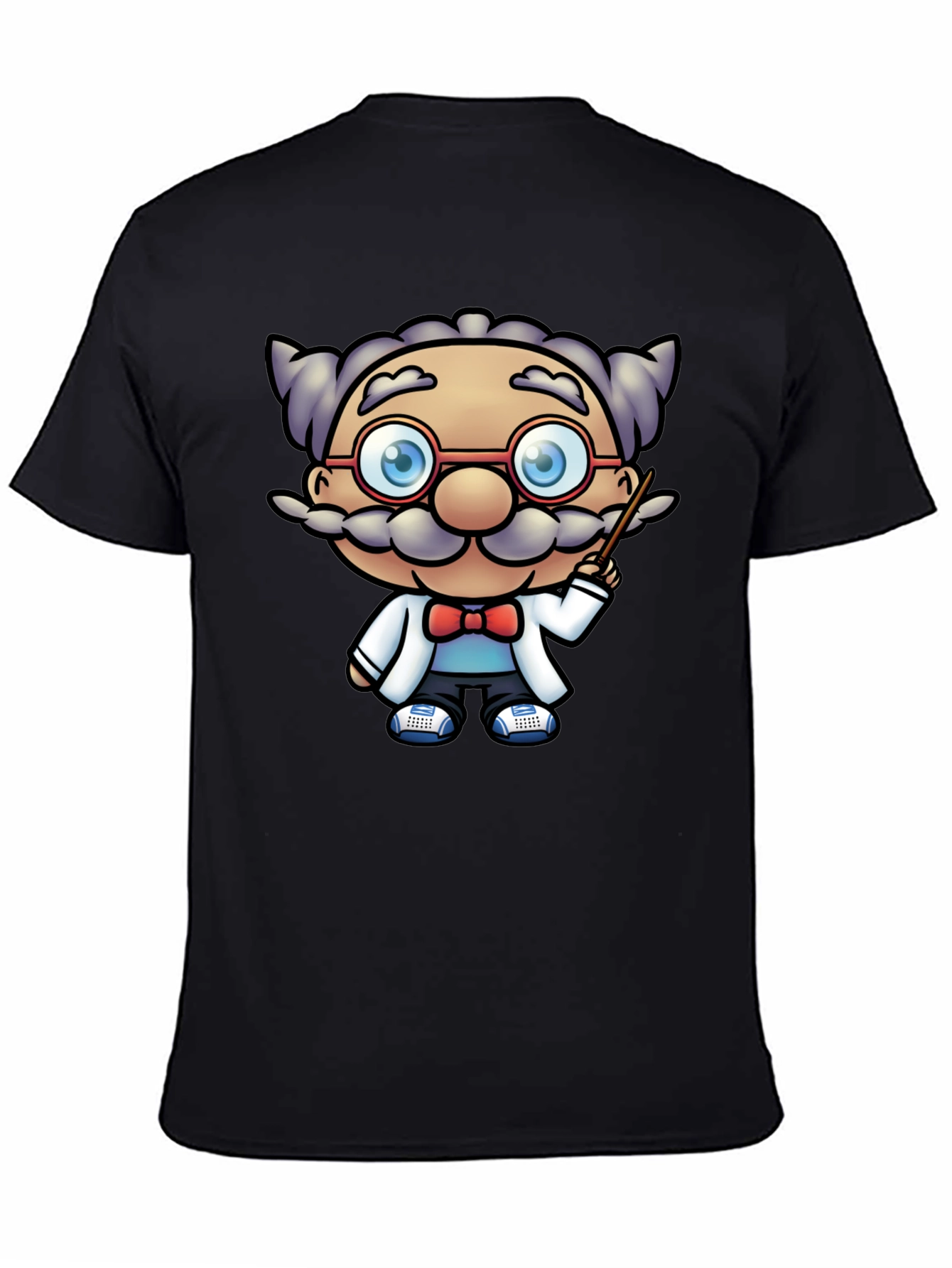 Scientist Cartoon Graphic Tee - Black T-Shirt