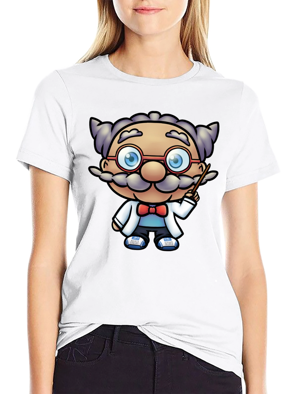 Scientist Cartoon Graphic Tee - Black T-Shirt