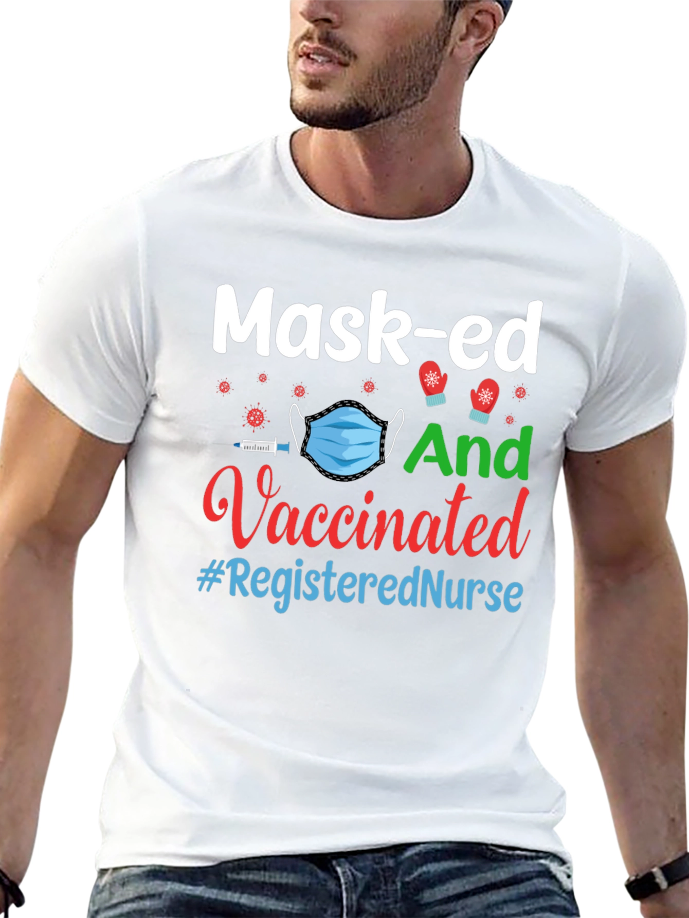 Mask-ed And Vaccinated Registered Nurse T-Shirt