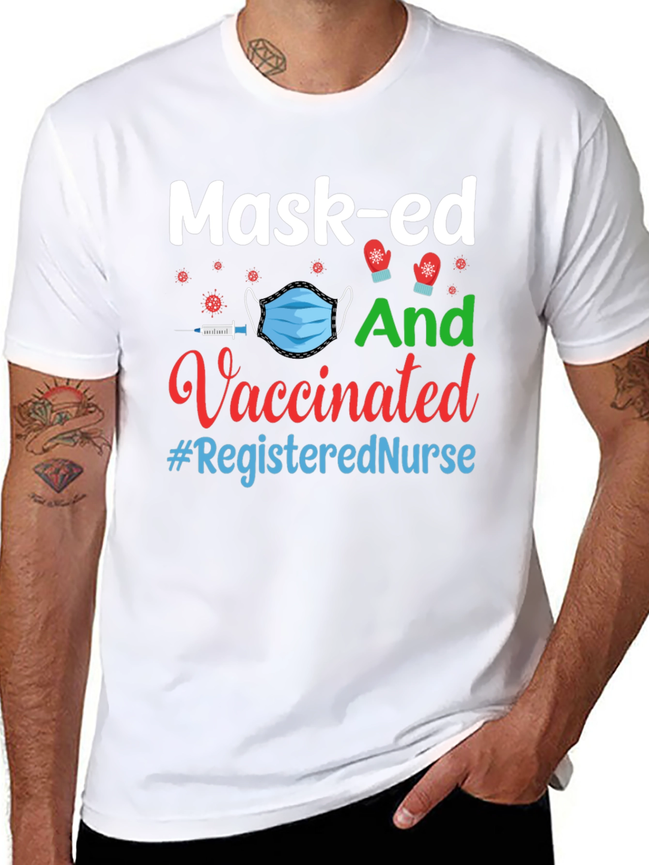 Mask-ed And Vaccinated Registered Nurse T-Shirt
