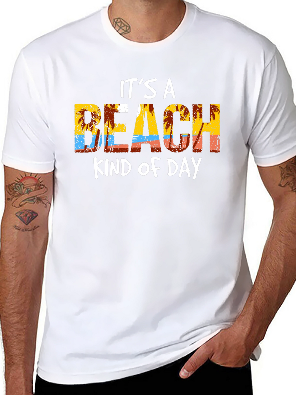 Its a Beach Kind of Day Black Graphic T-Shirt