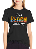 Its a Beach Kind of Day Black Graphic T-Shirt