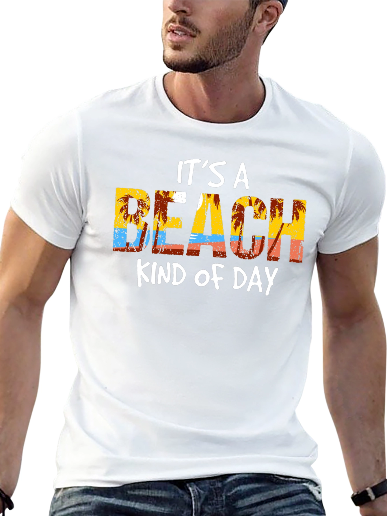 Its a Beach Kind of Day Black Graphic T-Shirt