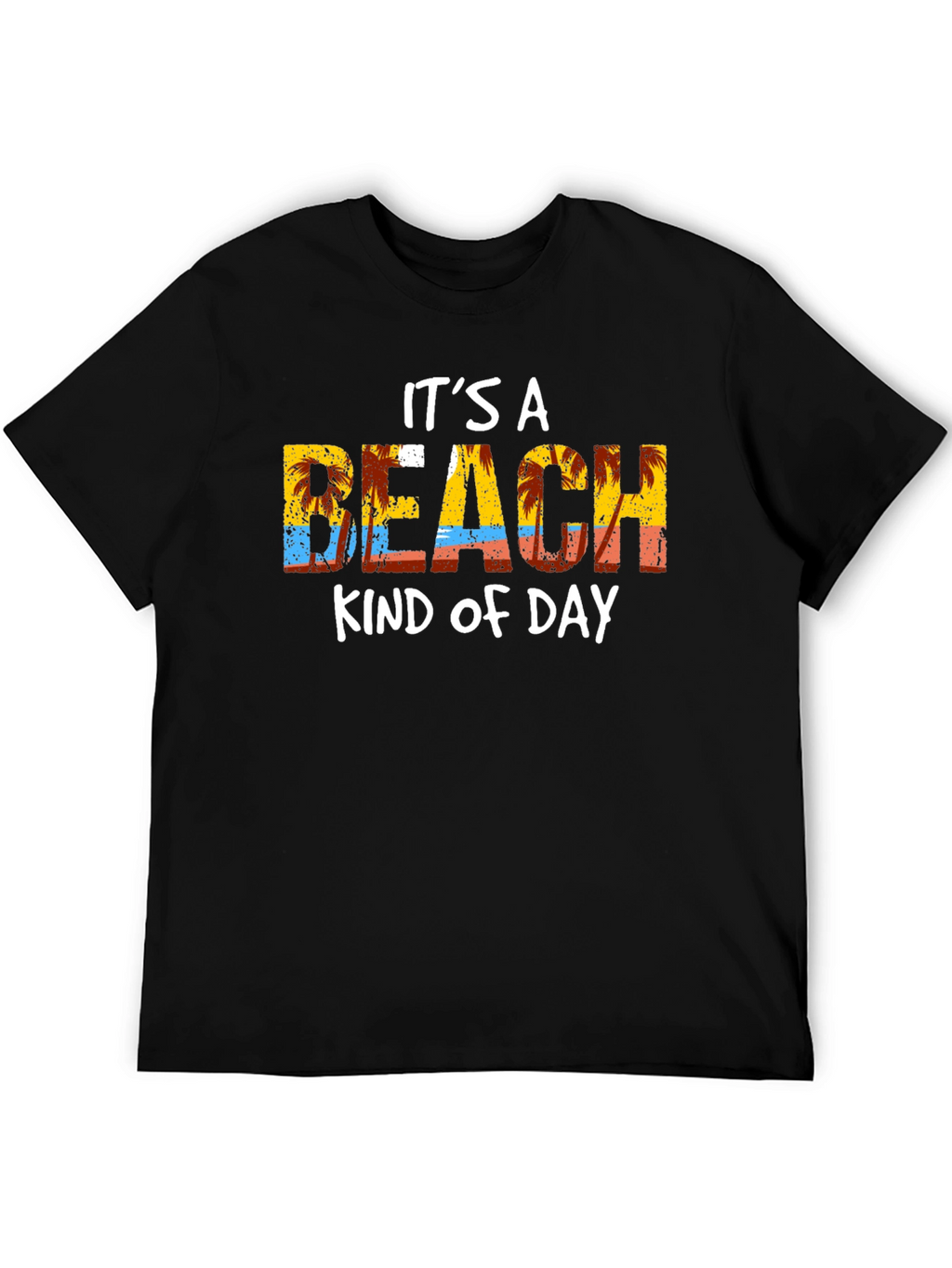 Its a Beach Kind of Day Black Graphic T-Shirt