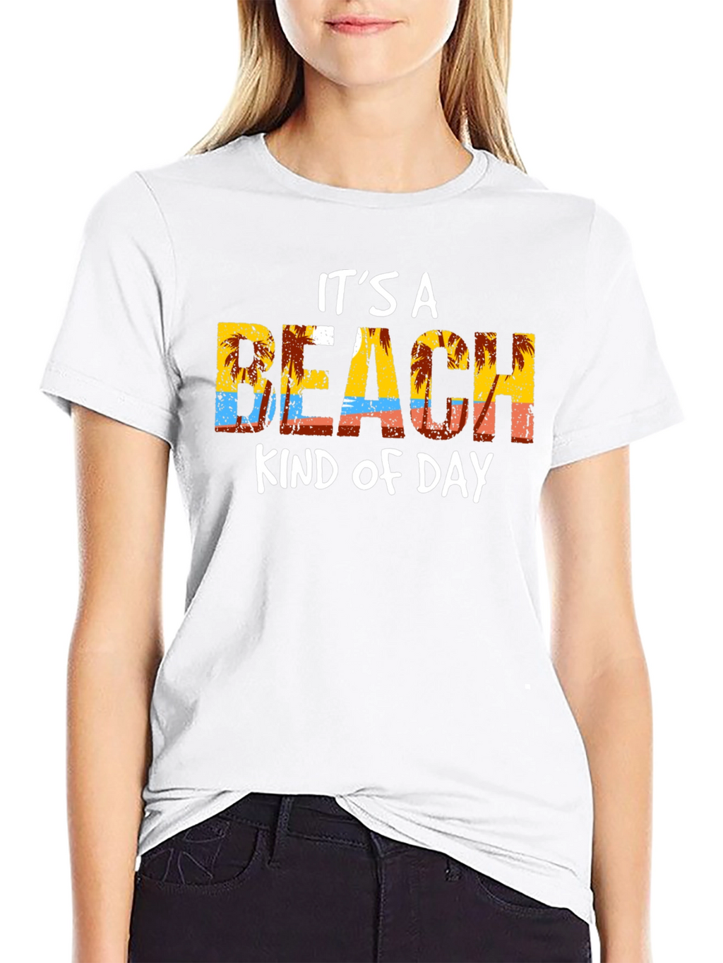 Its a Beach Kind of Day Black Graphic T-Shirt