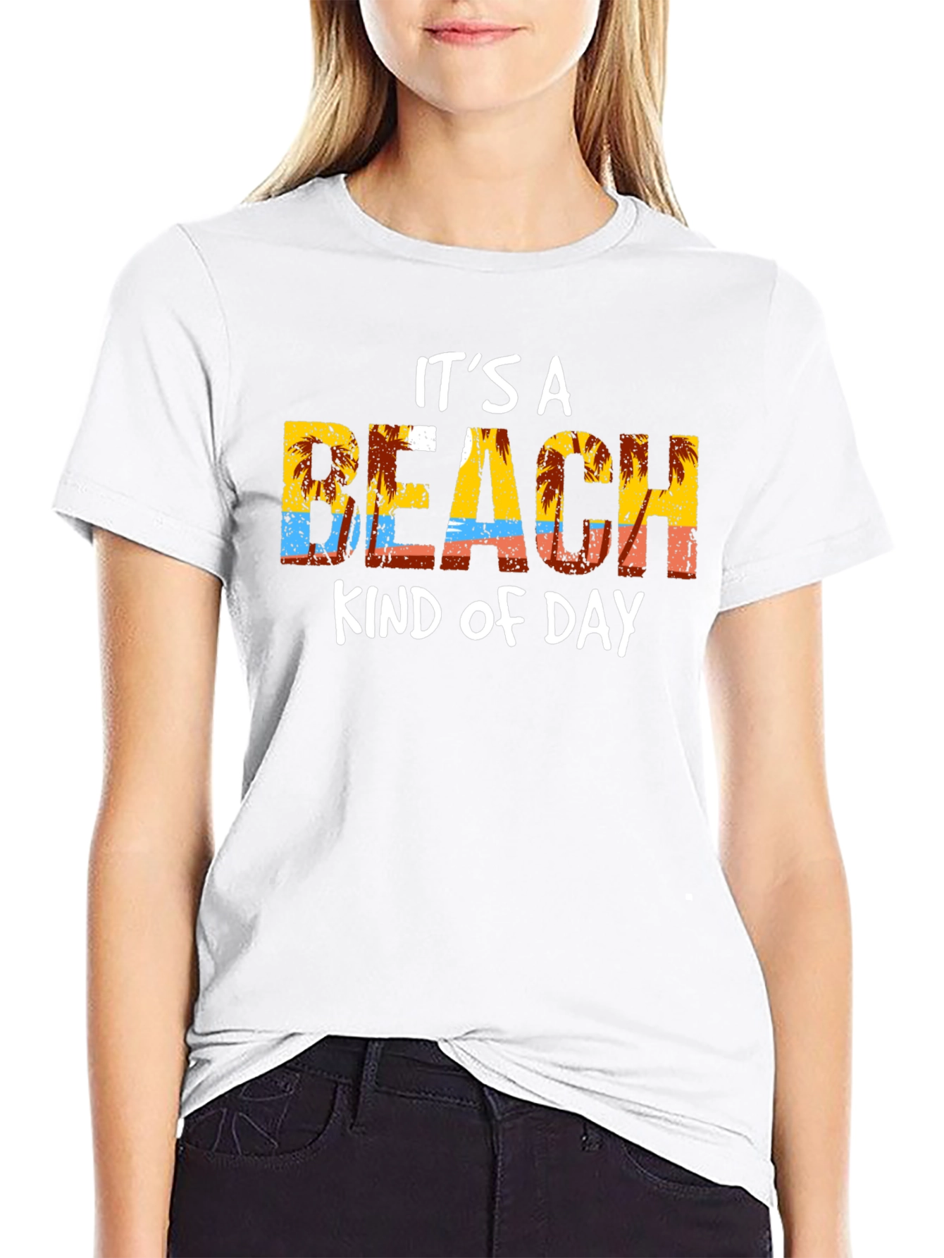 Its a Beach Kind of Day Black Graphic T-Shirt