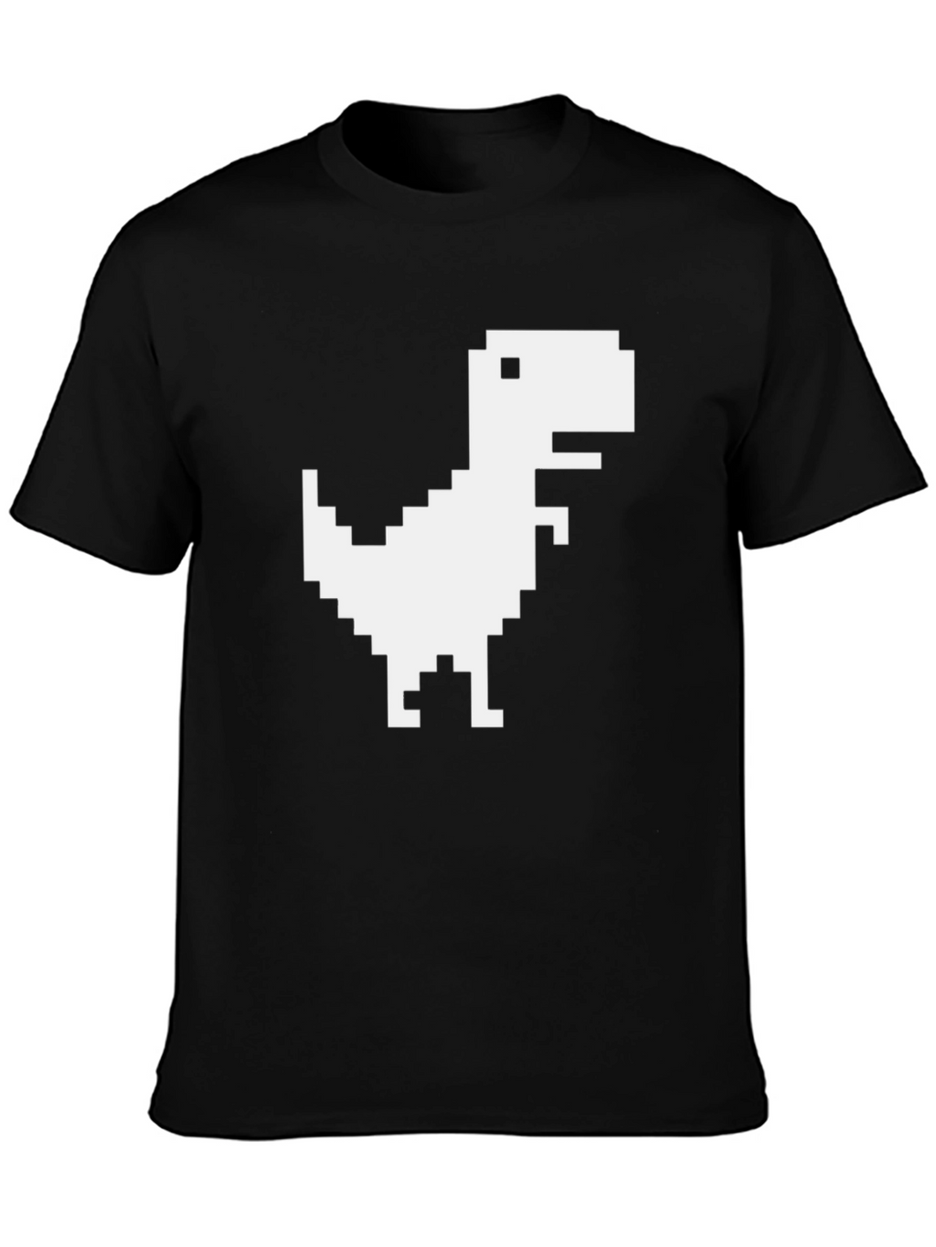Pixel Dinosaur Graphic Tee - Black Cotton Casual T-Shirt