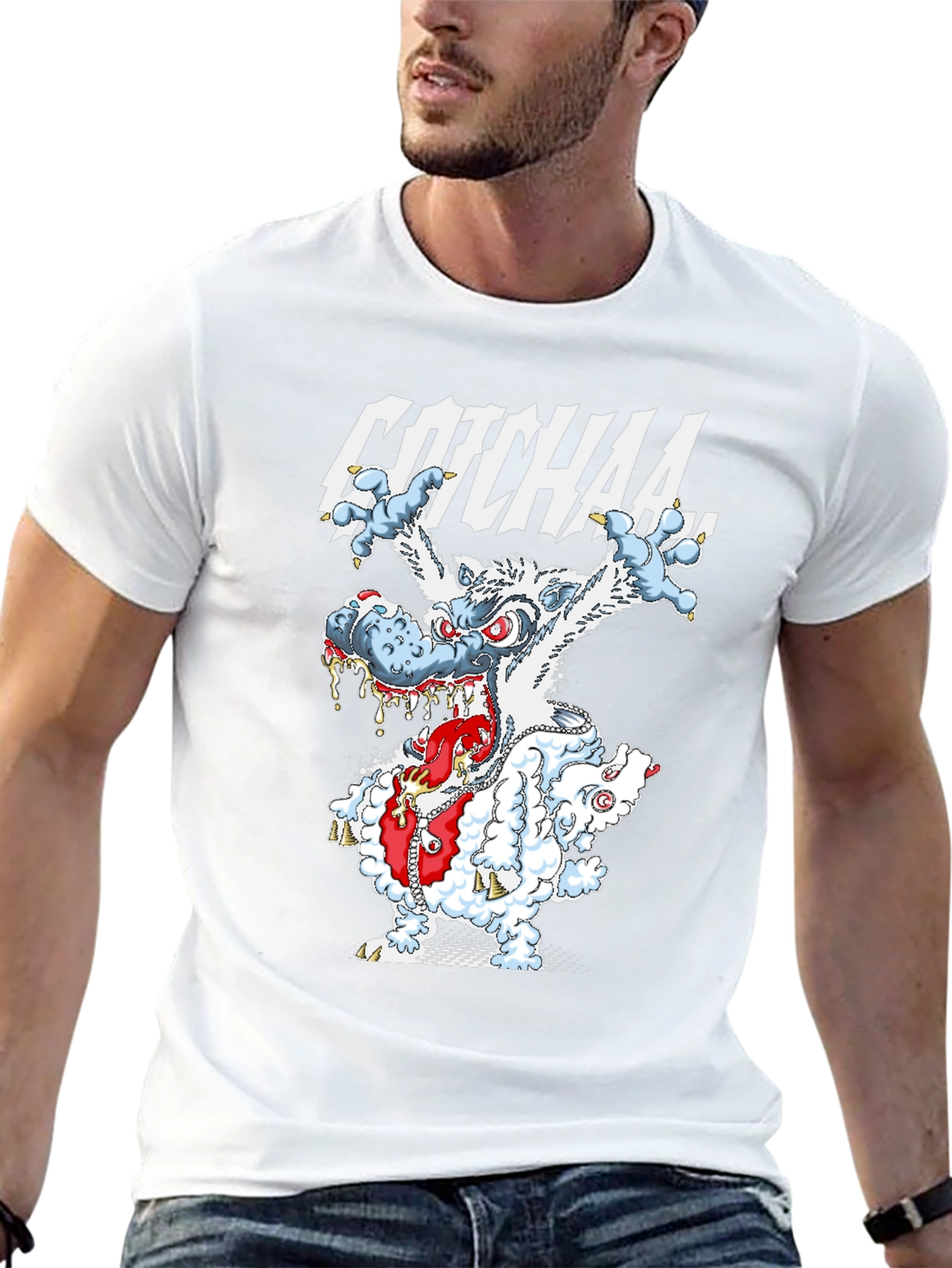 GOTCHAA Monster Graphic Print T-Shirt