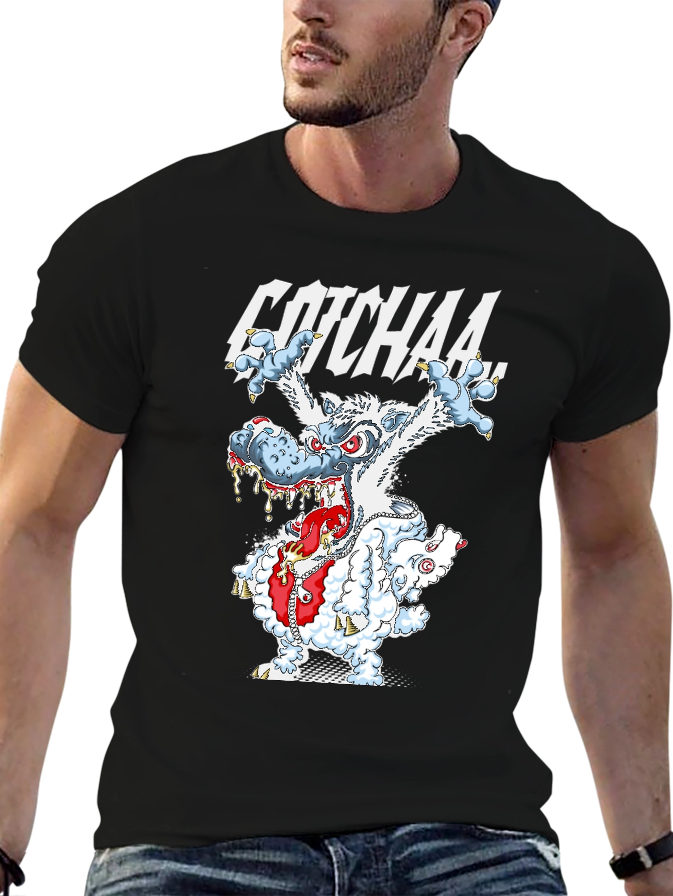 GOTCHAA Monster Graphic Print T-Shirt