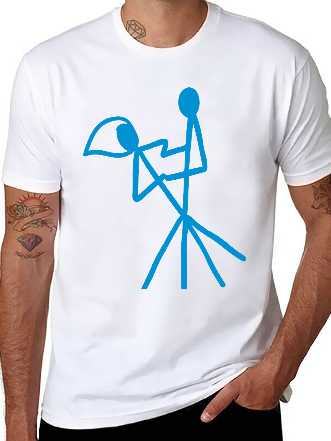 Funny Stick Figure Graphic Tee - Black