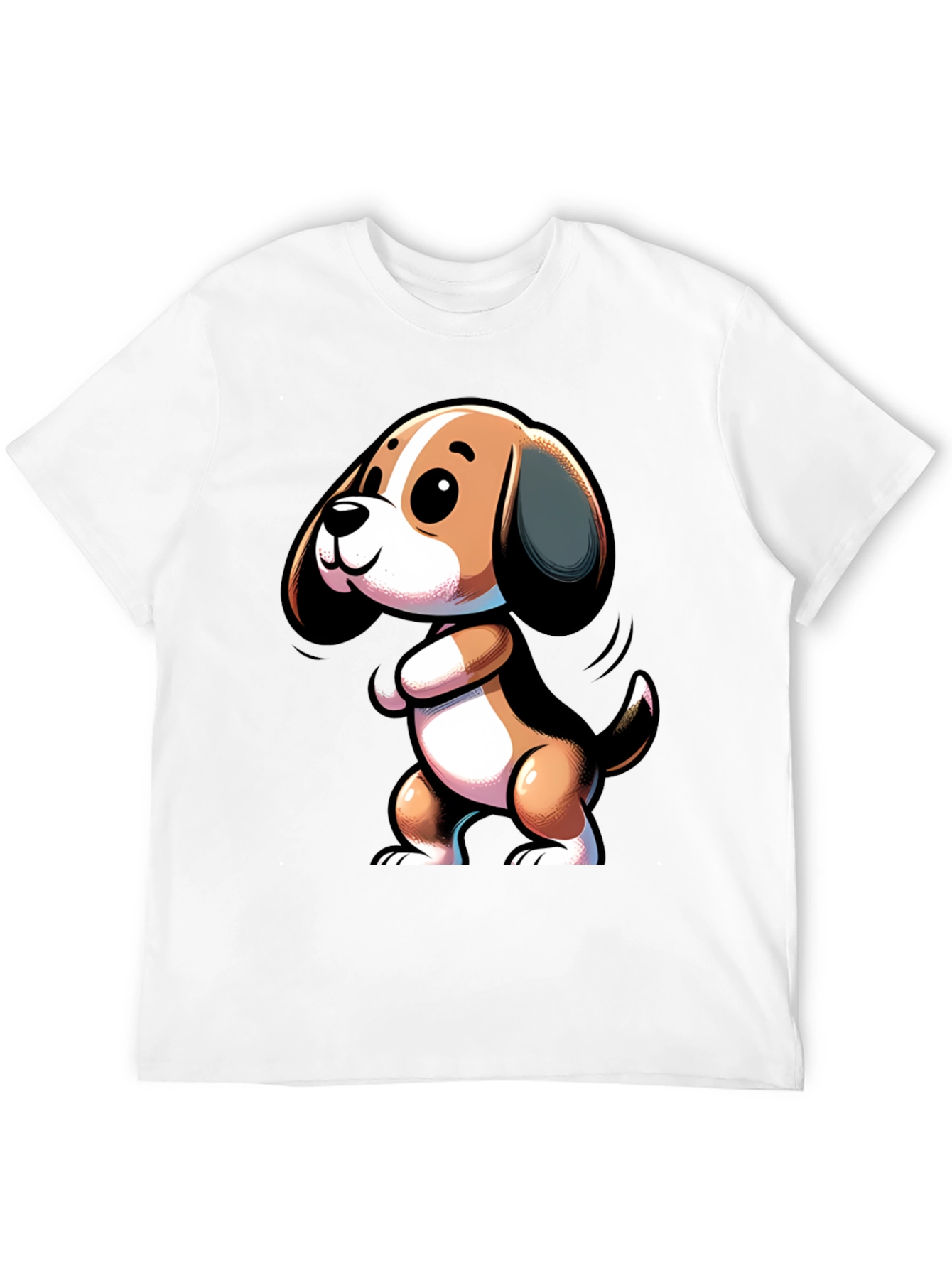 Cute Cartoon Beagle Dog Black T-Shirt