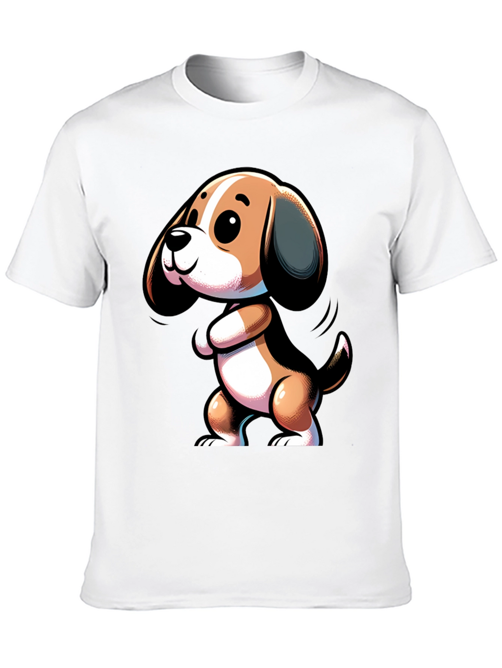 Cute Cartoon Beagle Dog Black T-Shirt