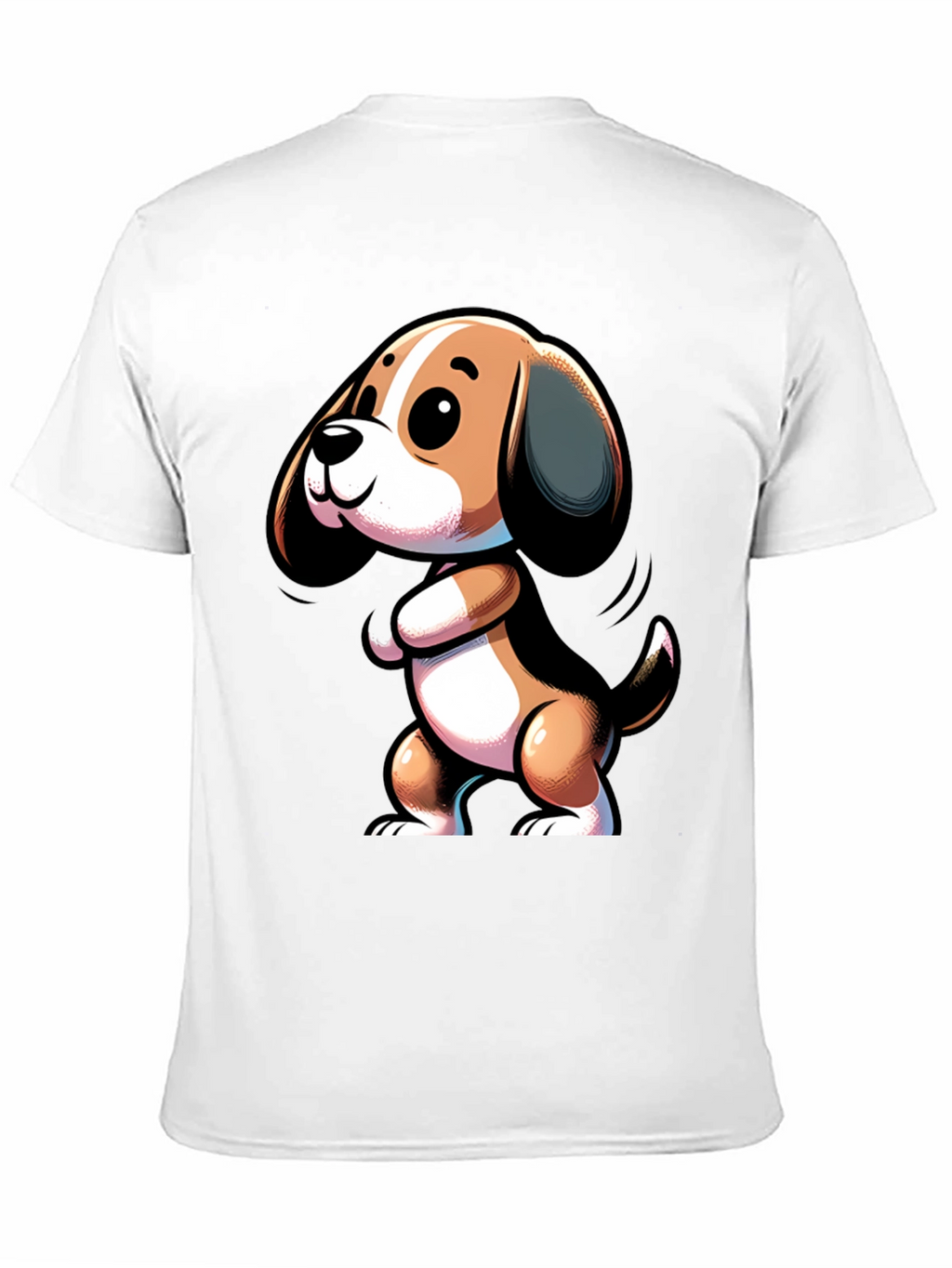 Cute Cartoon Beagle Dog Black T-Shirt