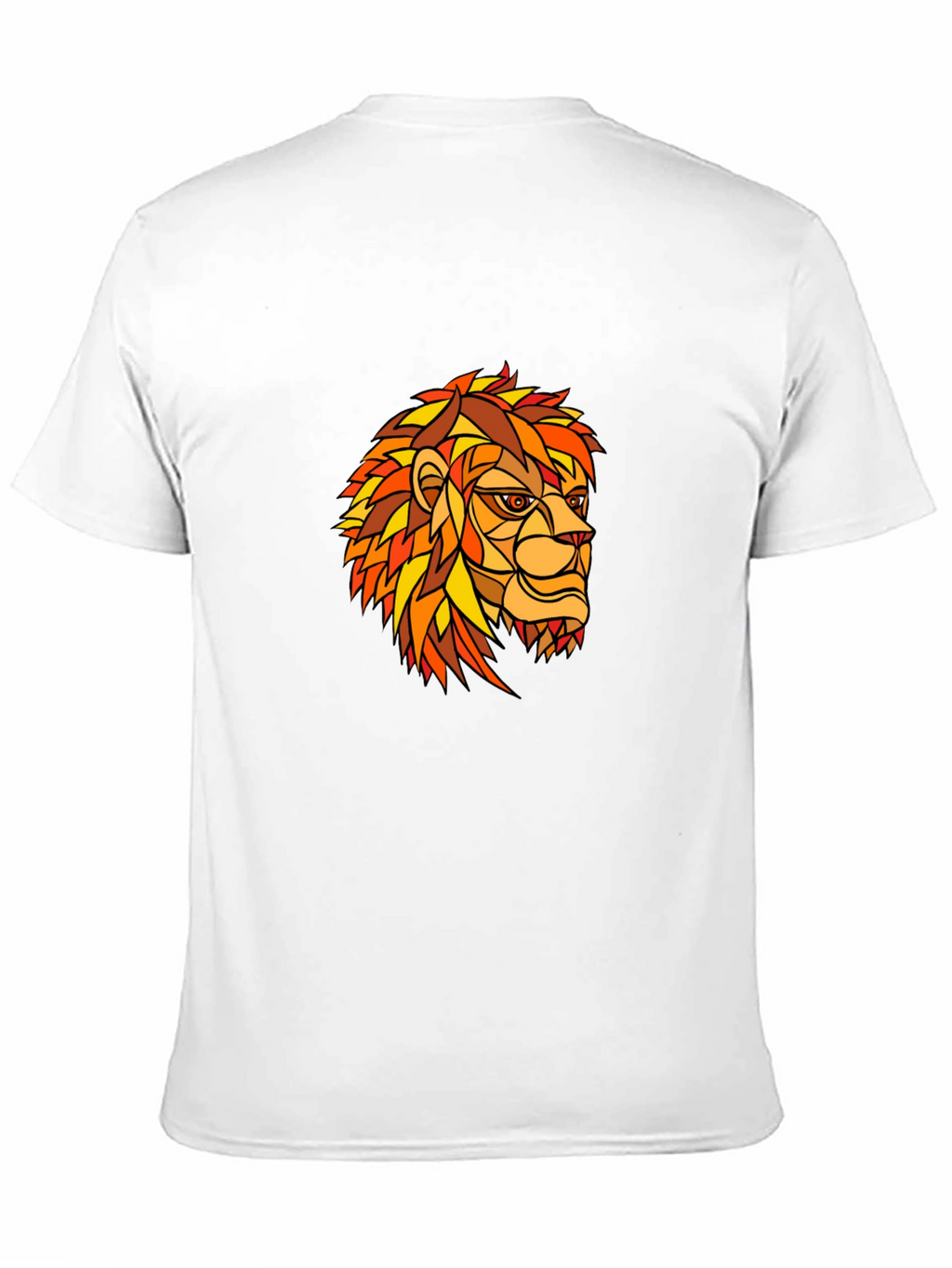 Geometric Lion Graphic Print Black T-Shirt