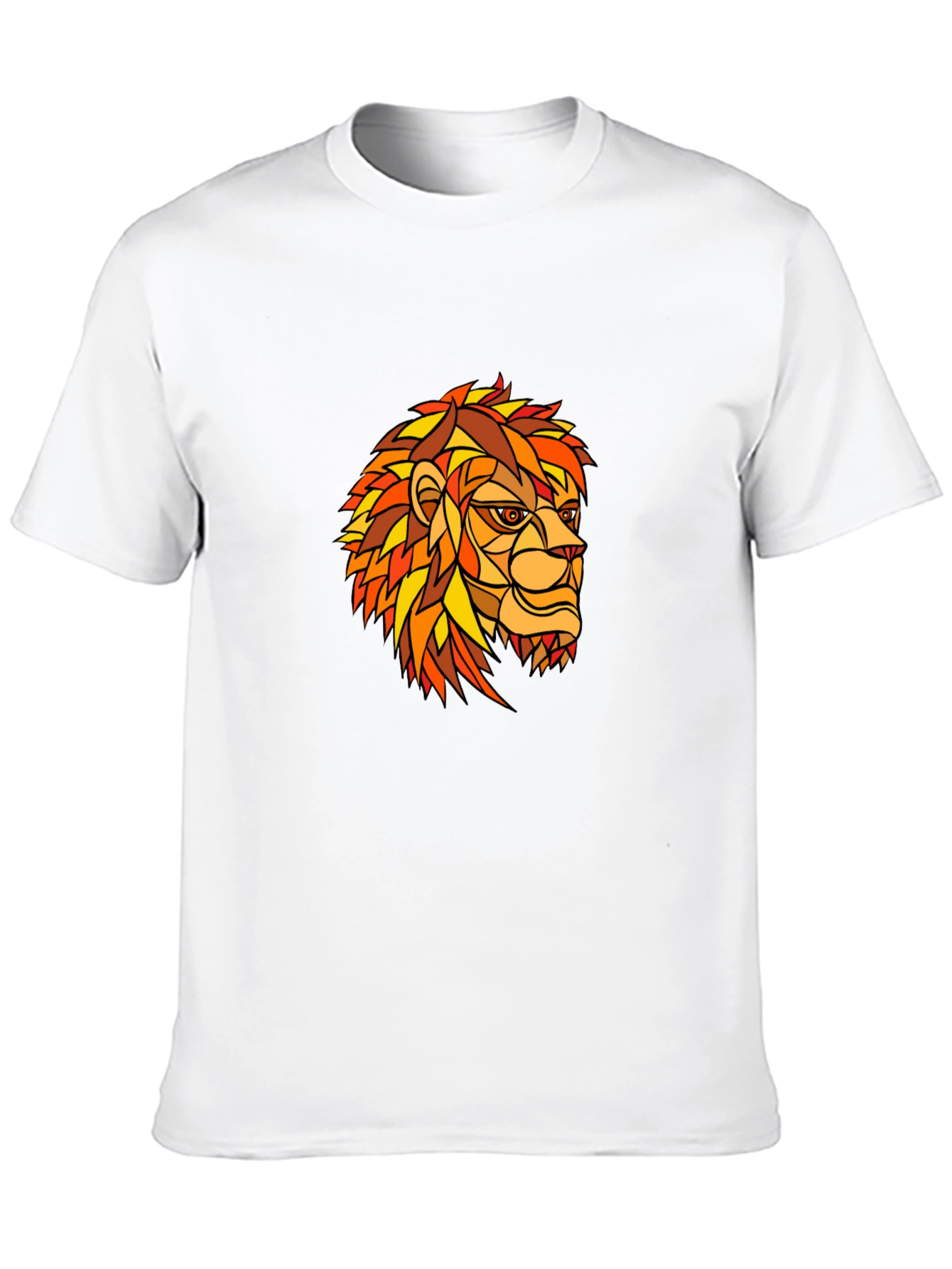 Geometric Lion Graphic Print Black T-Shirt