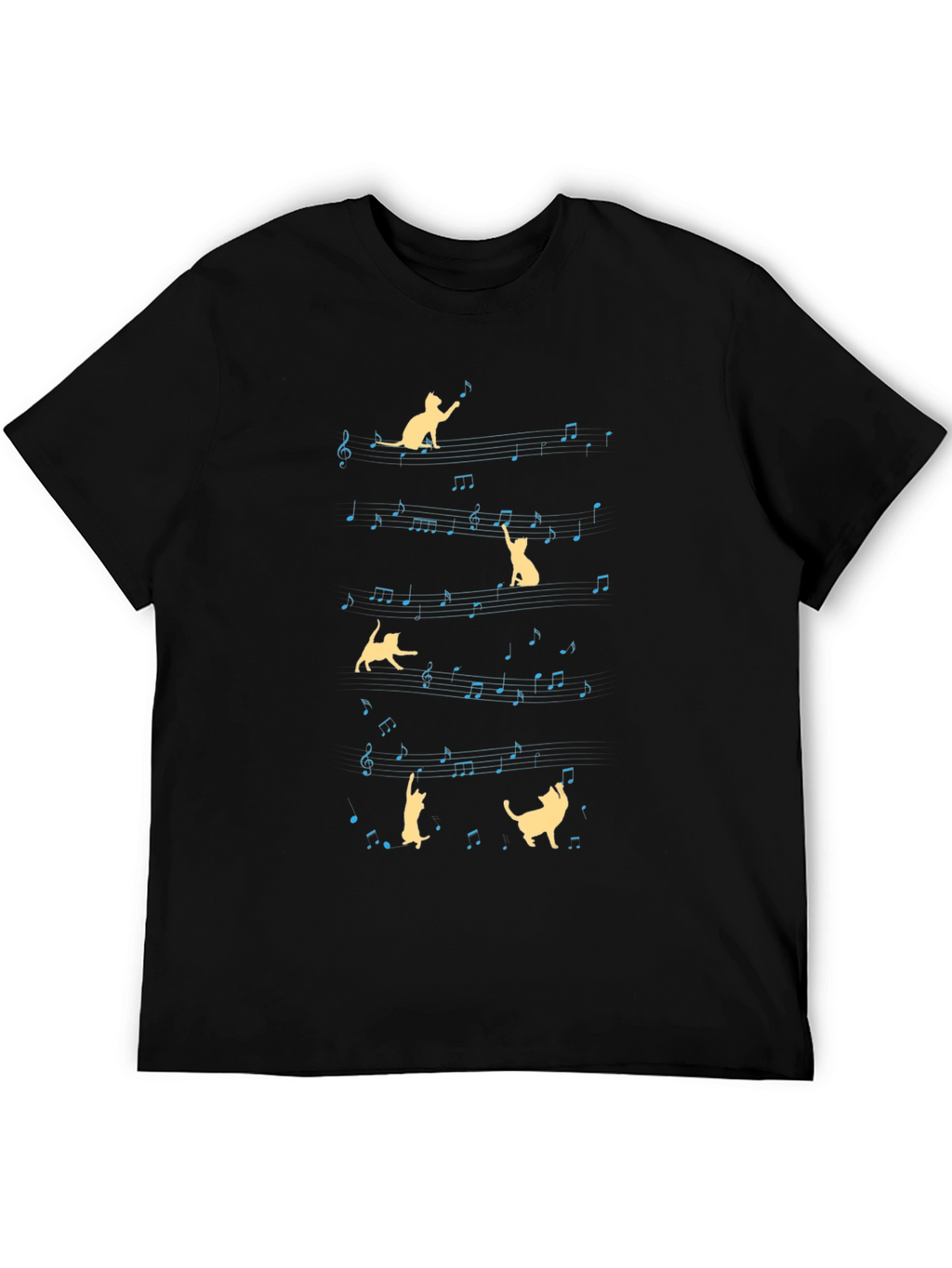 Musical Cat T-Shirt - Mens Black Tee