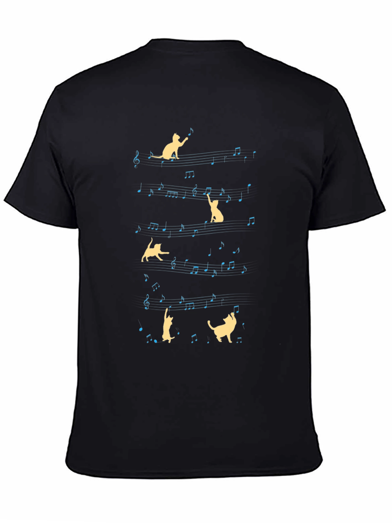 Musical Cat T-Shirt - Mens Black Tee