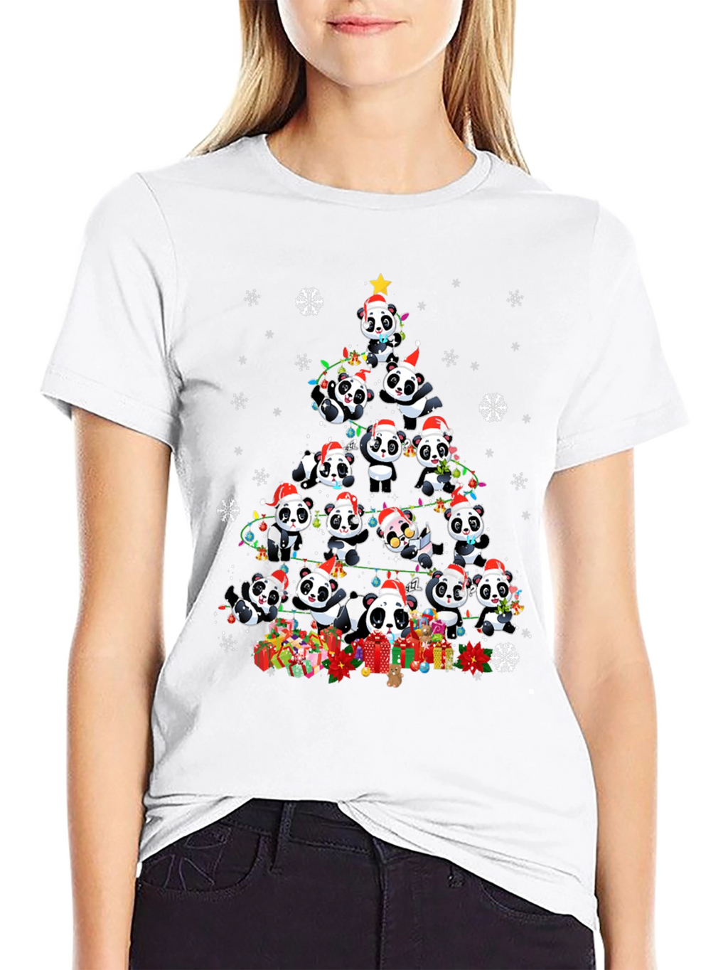 Panda Christmas Tree Graphic Tee - Holiday Style
