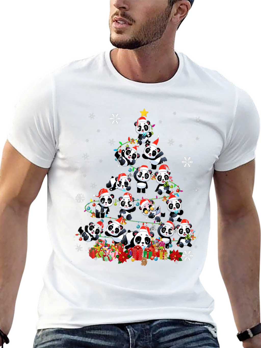 Panda Christmas Tree Graphic Tee - Holiday Style