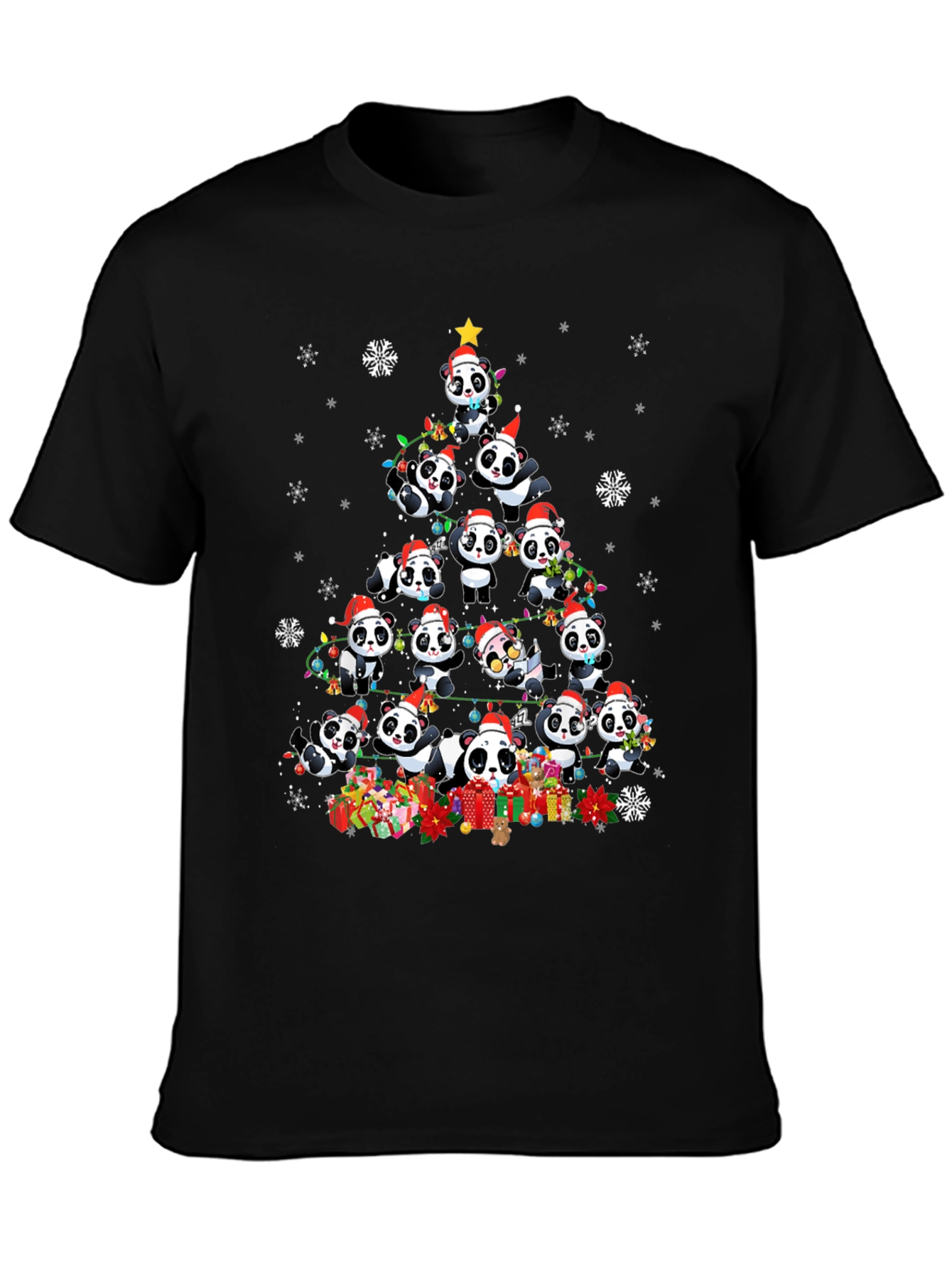 Panda Christmas Tree Graphic Tee - Holiday Style