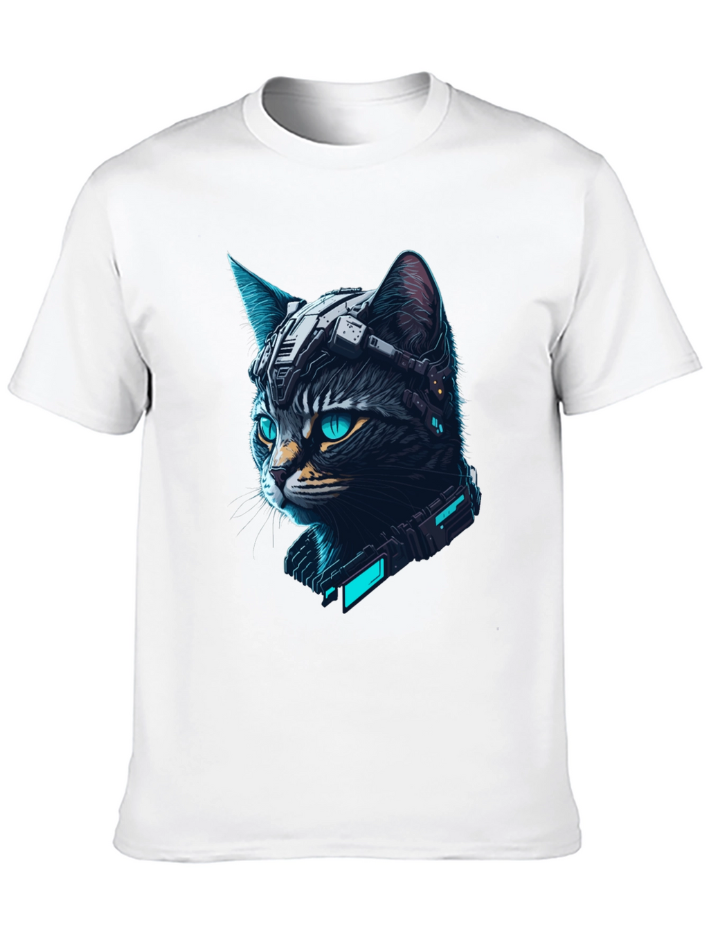 Cyberpunk Cat T-Shirt - Futuristic Feline Tee