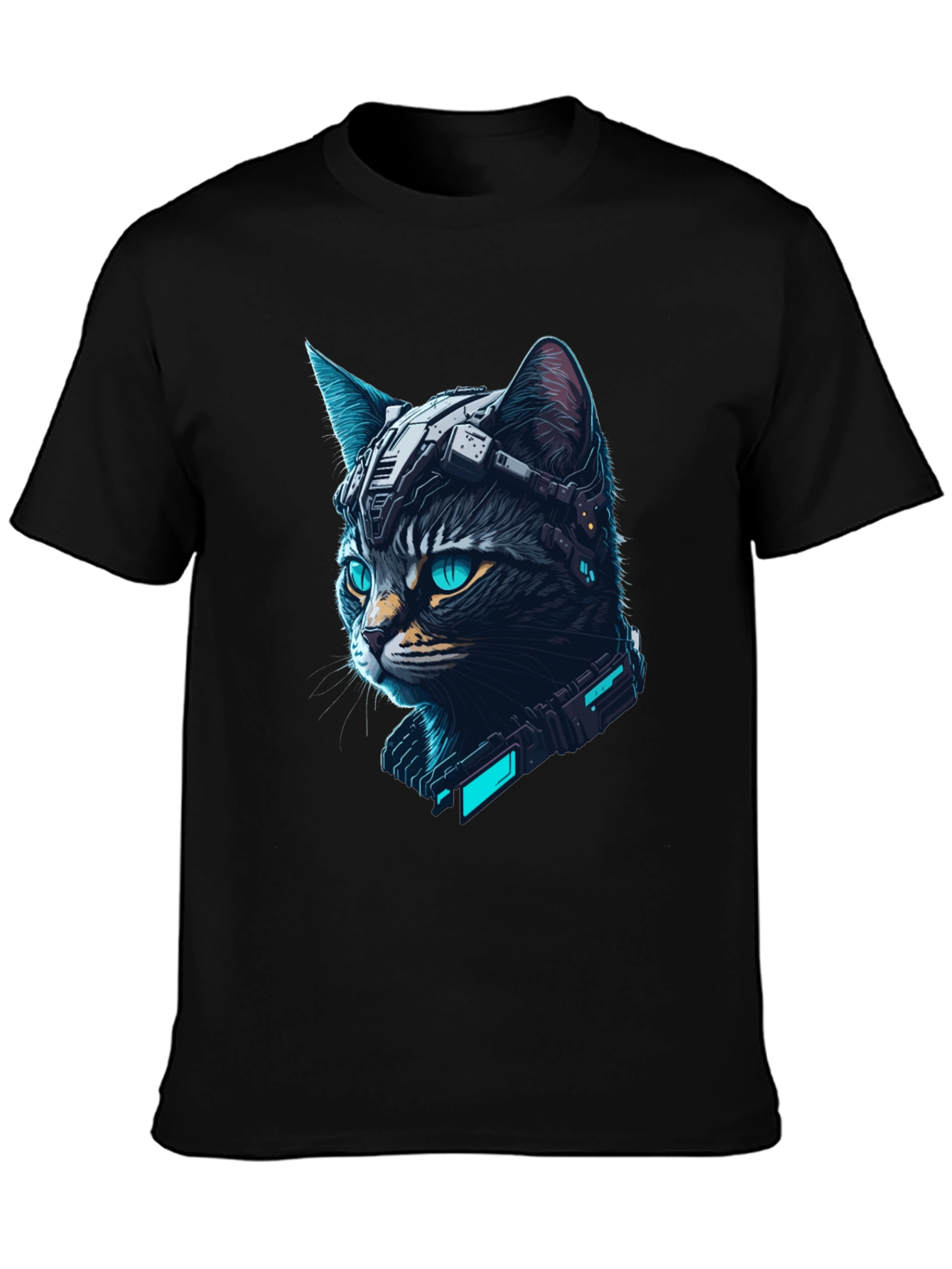 Cyberpunk Cat T-Shirt - Futuristic Feline Tee