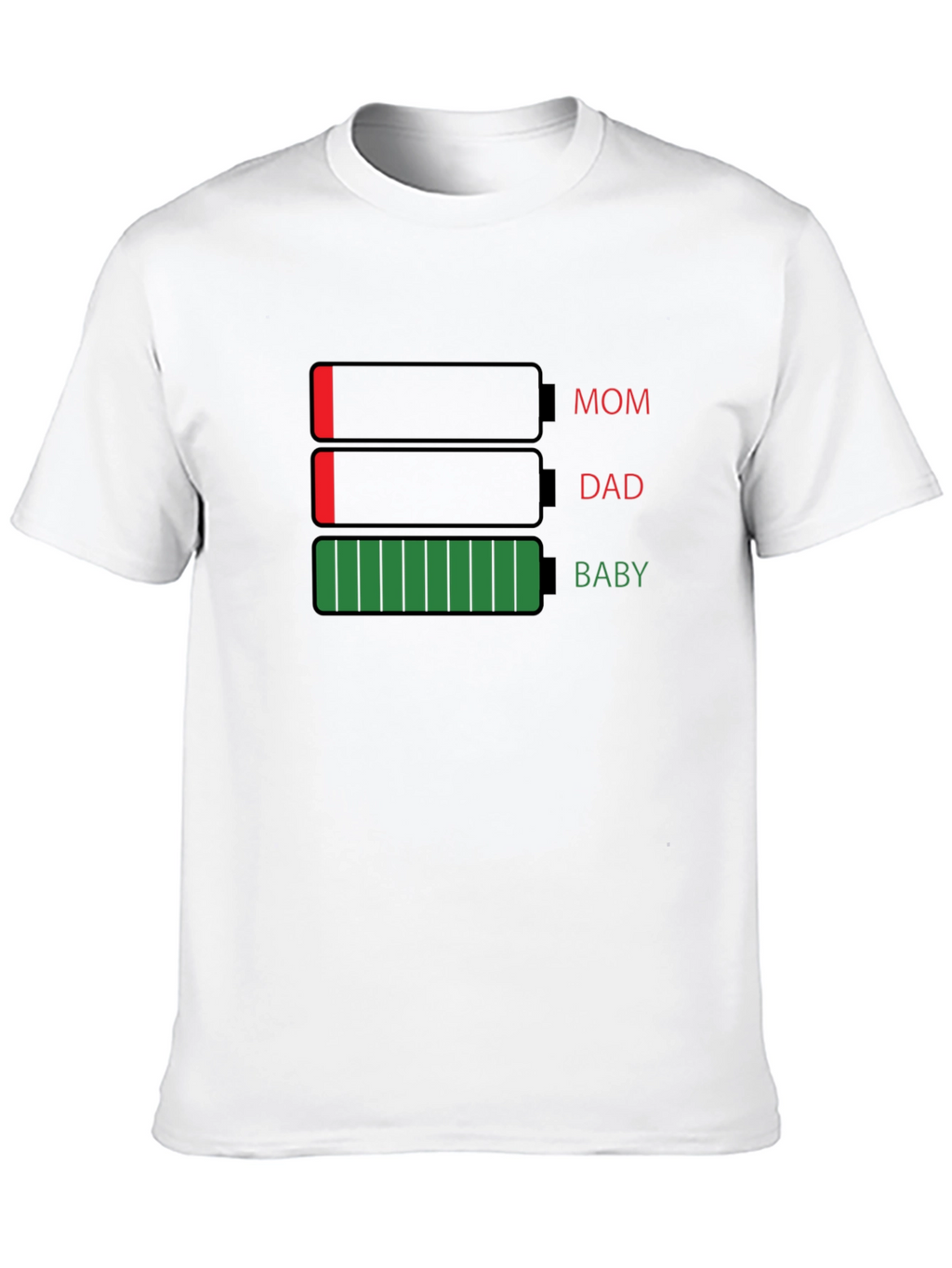 Battery Life Mom Dad Baby Black T-Shirt