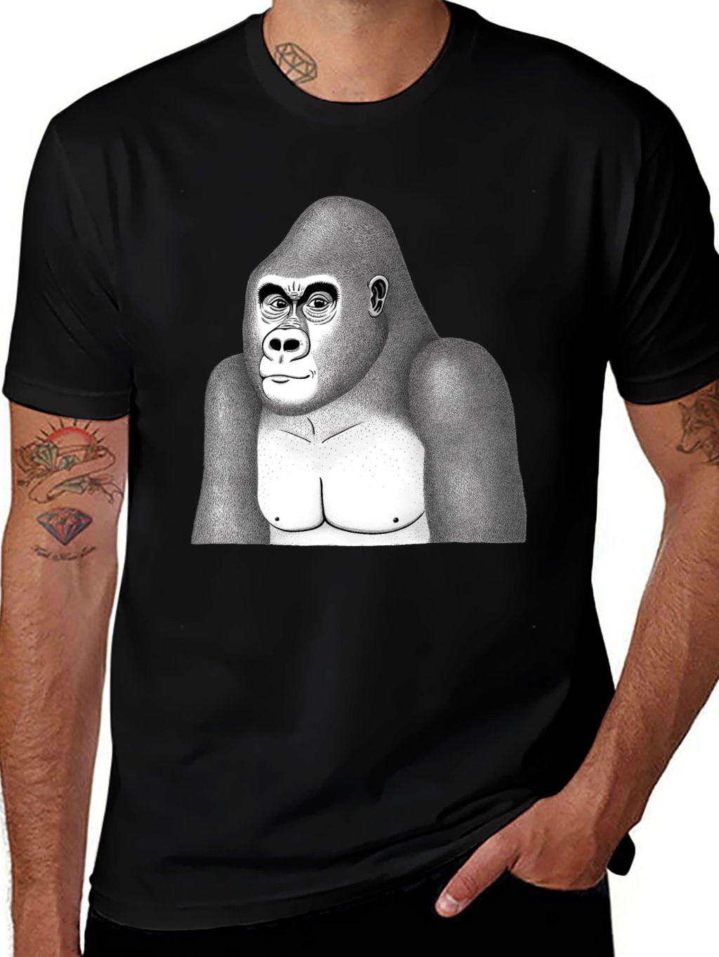Gorilla Graphic T-Shirt - Black Cotton Blend