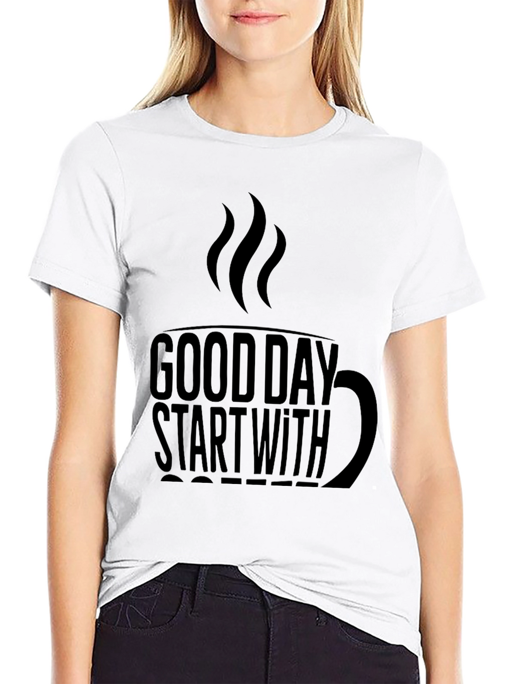 Good Day Start With Coffee Black Tee Shirt
