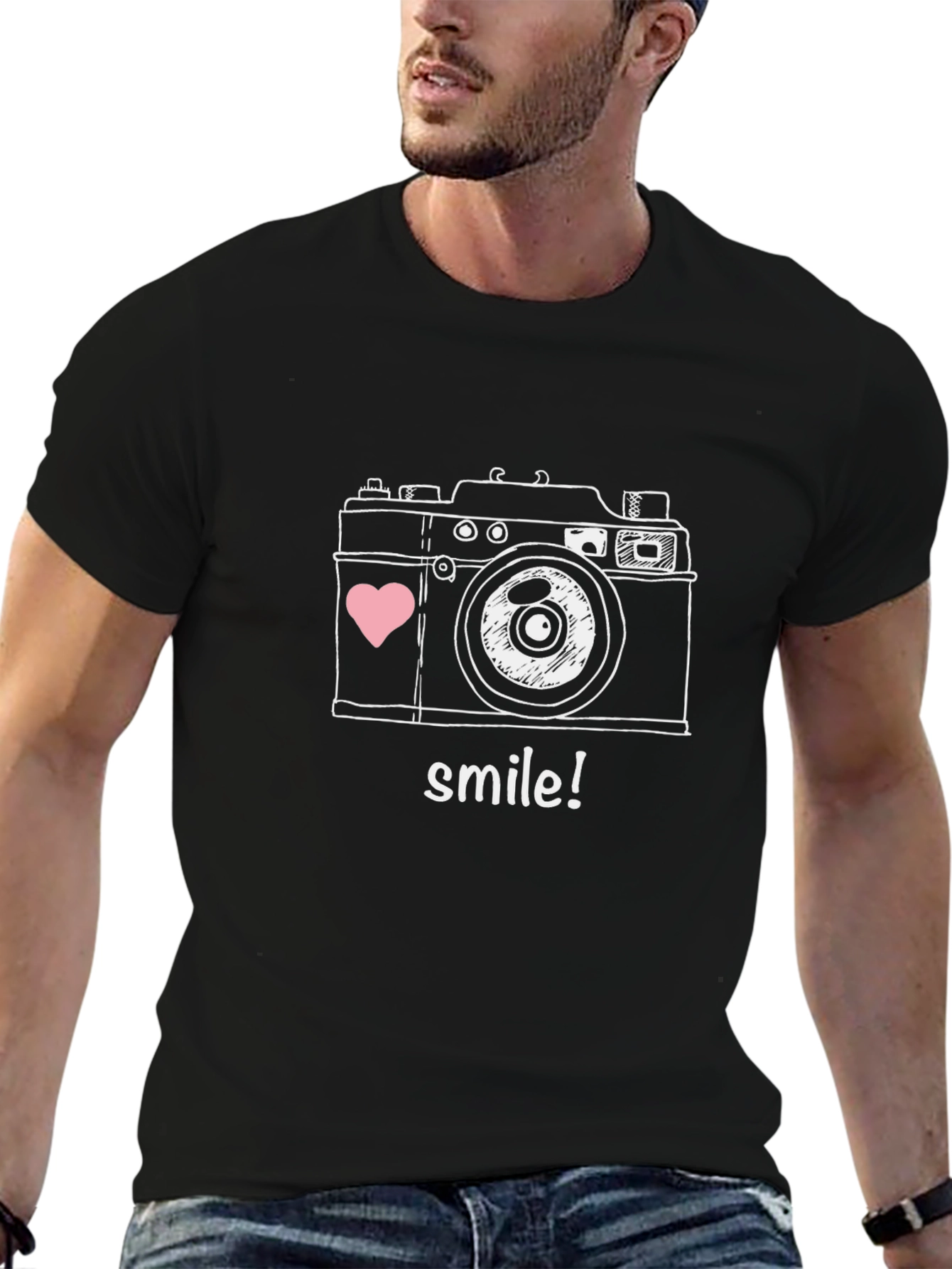 Smile Camera Graphic Tee - Black