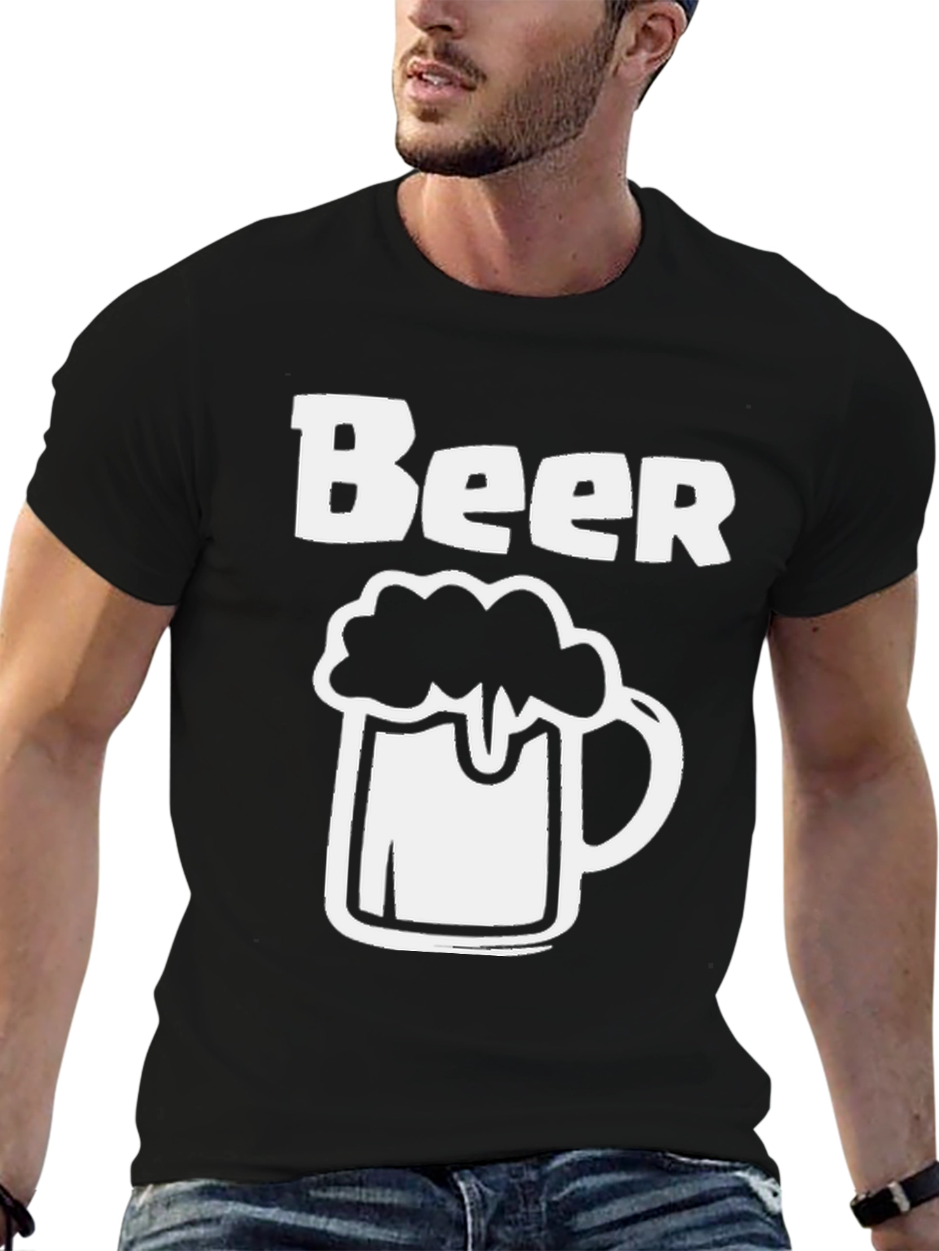 Beer Mug Graphic T-Shirt - Black Casual Tee