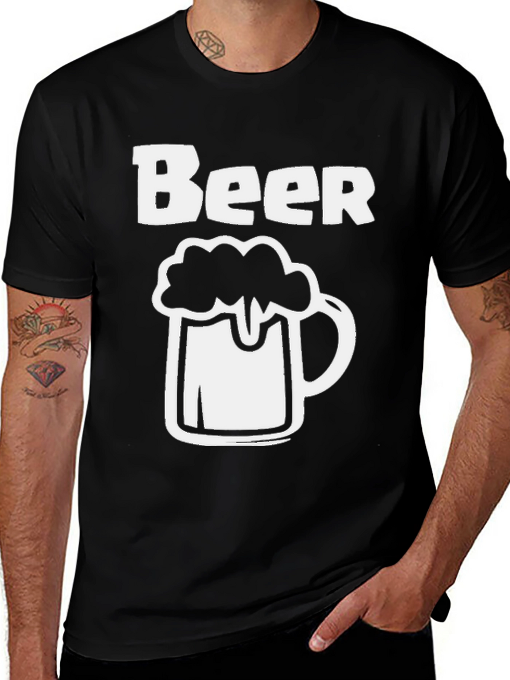 Beer Mug Graphic T-Shirt - Black Casual Tee