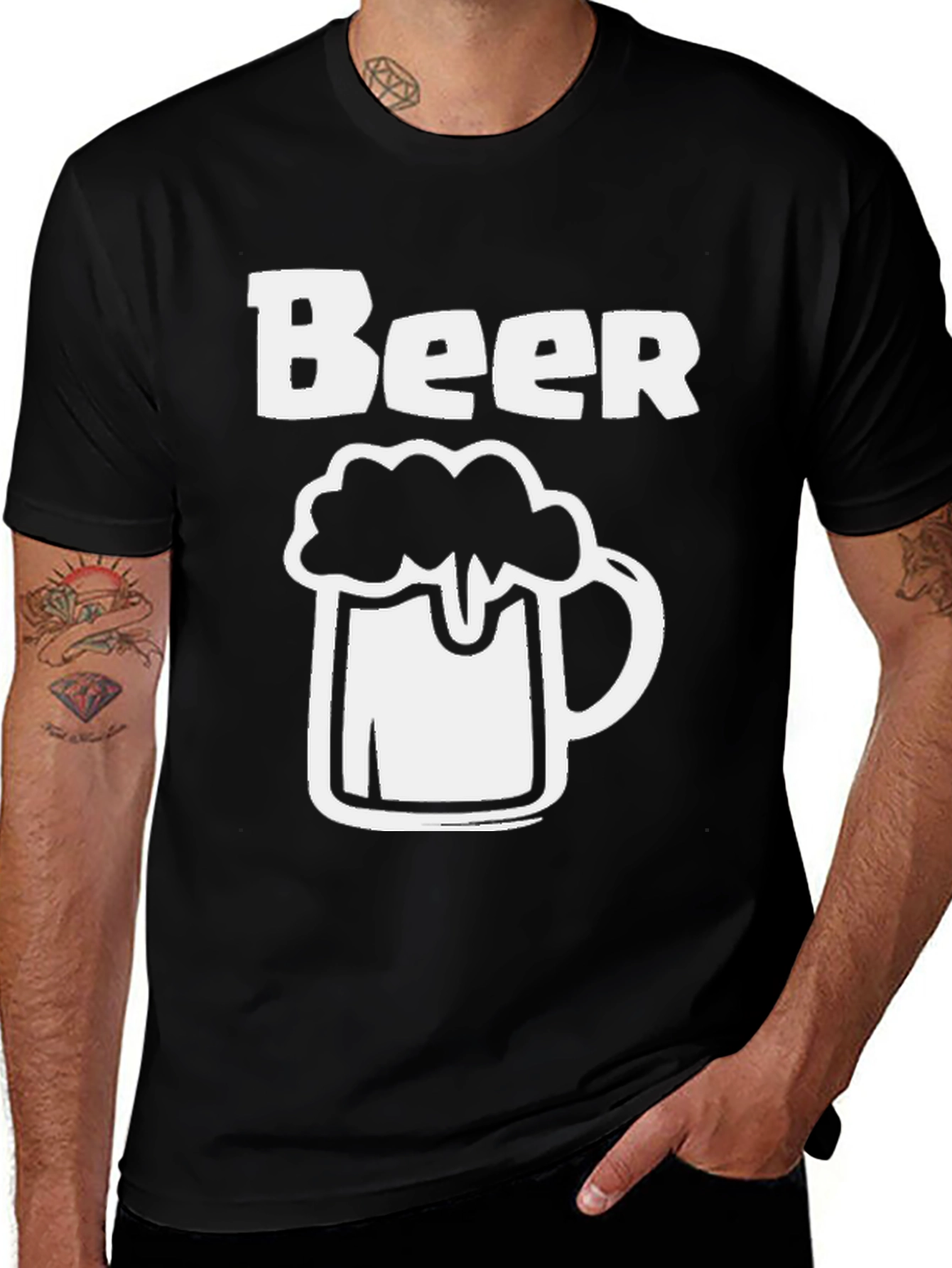 Beer Mug Graphic T-Shirt - Black Casual Tee