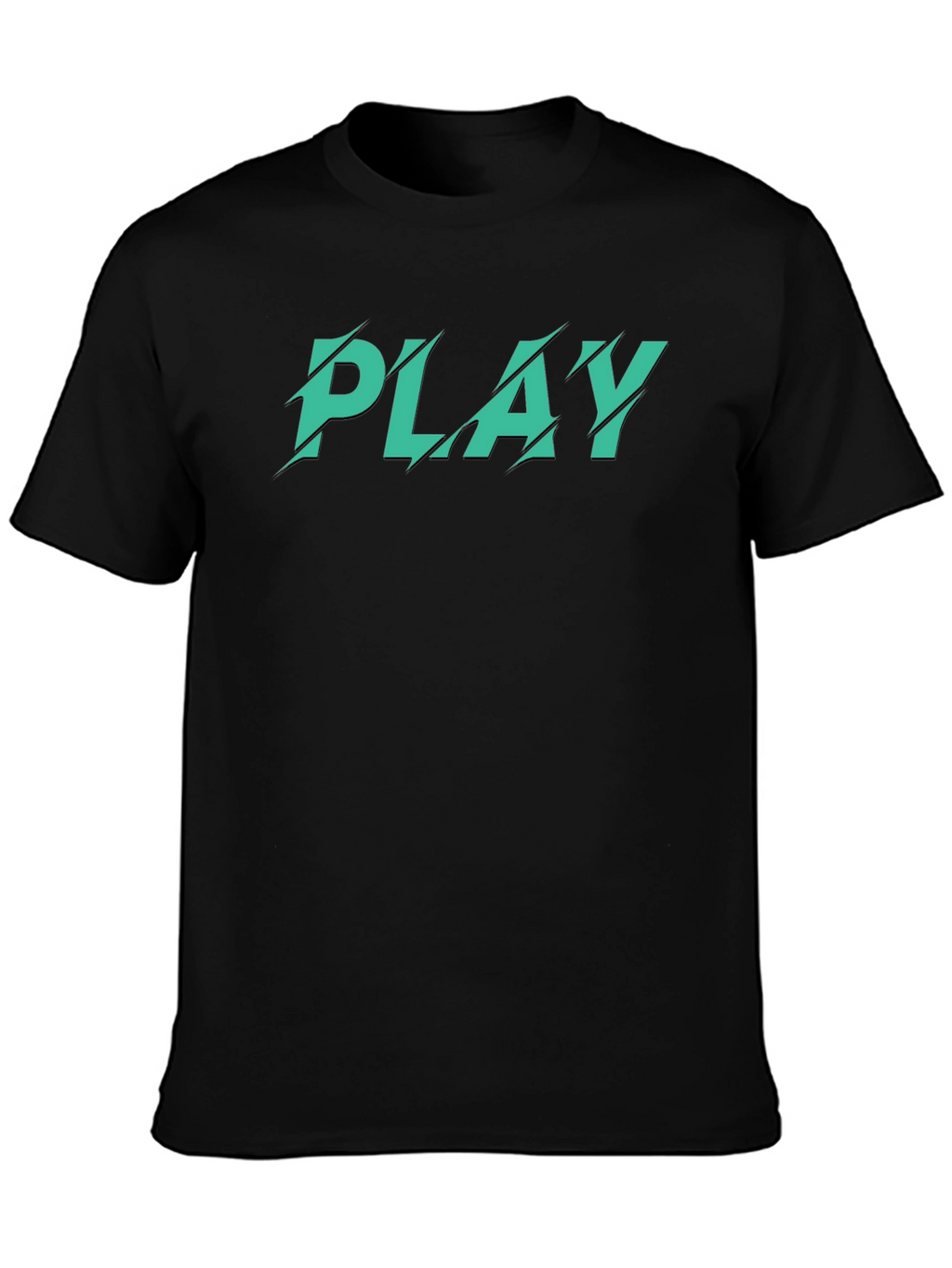 Mens Black T-Shirt with Green PLAY Graphic