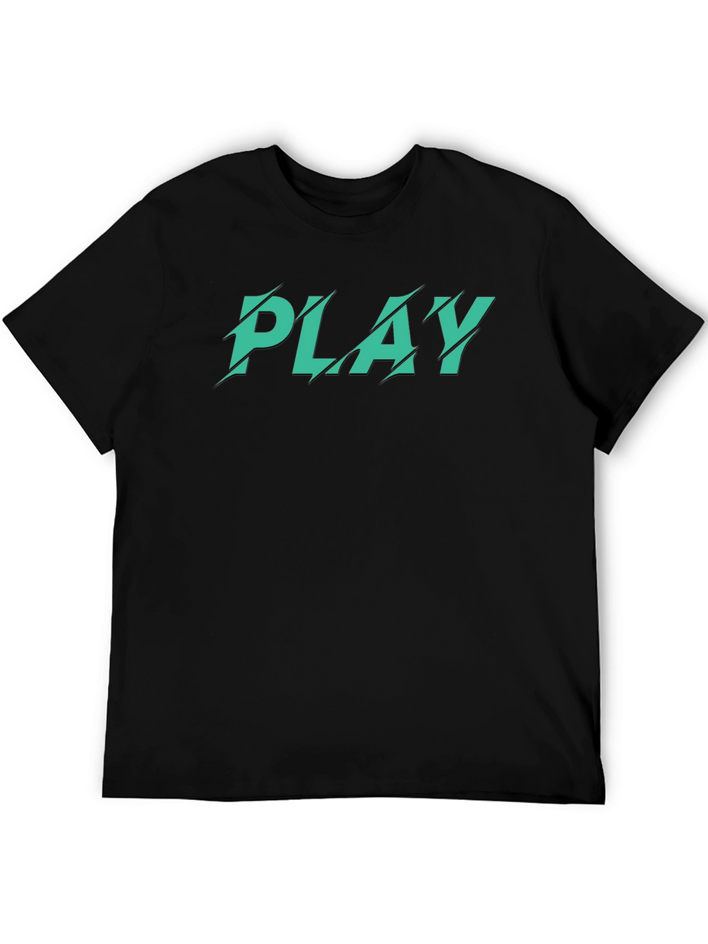 Mens Black T-Shirt with Green PLAY Graphic