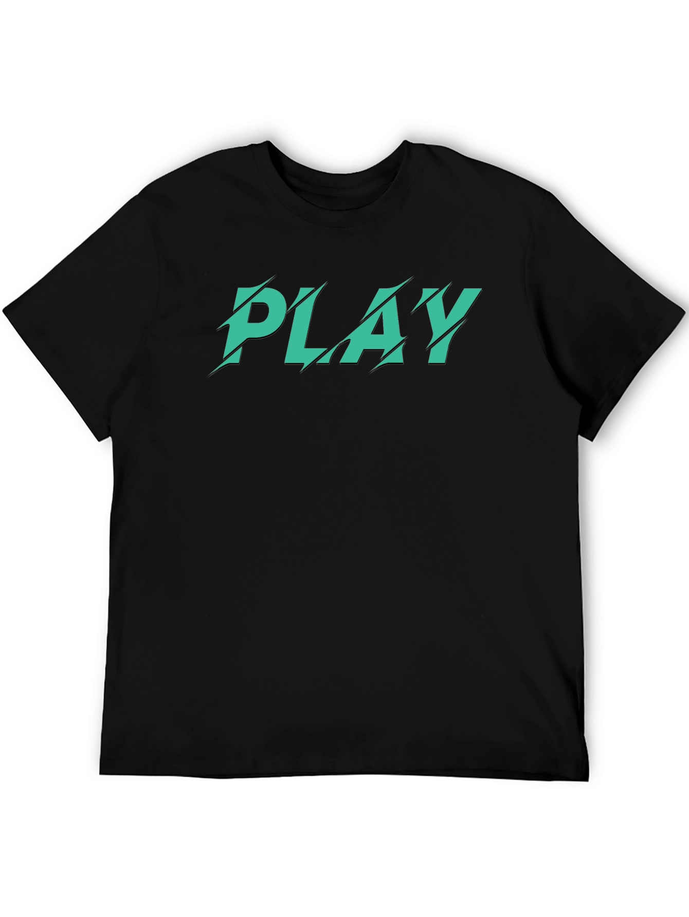 Mens Black T-Shirt with Green PLAY Graphic