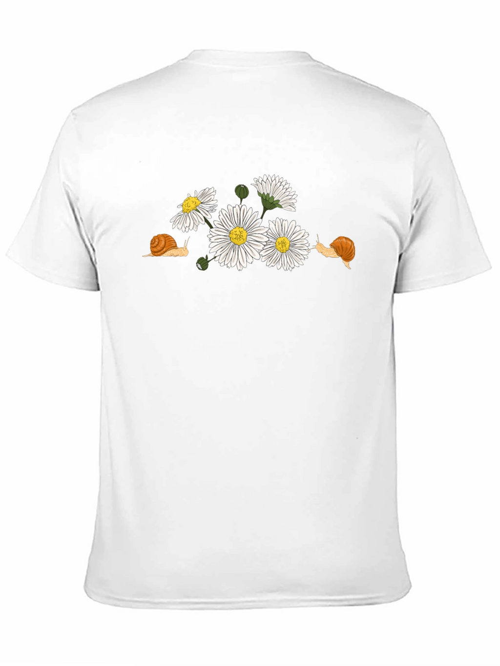 Snail and Daisy Print T-Shirt - Black